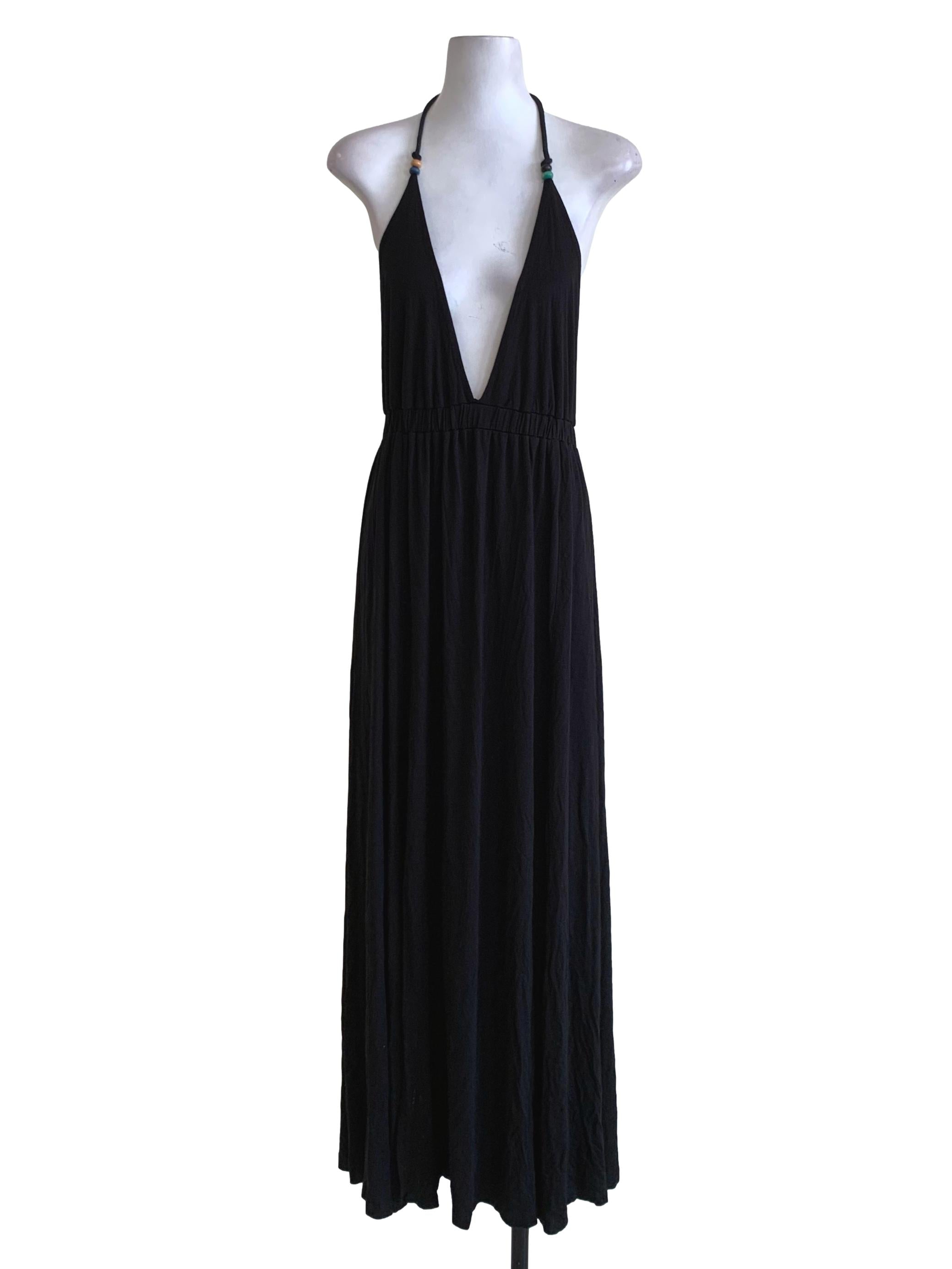 Black V-Neckline Halter Dress