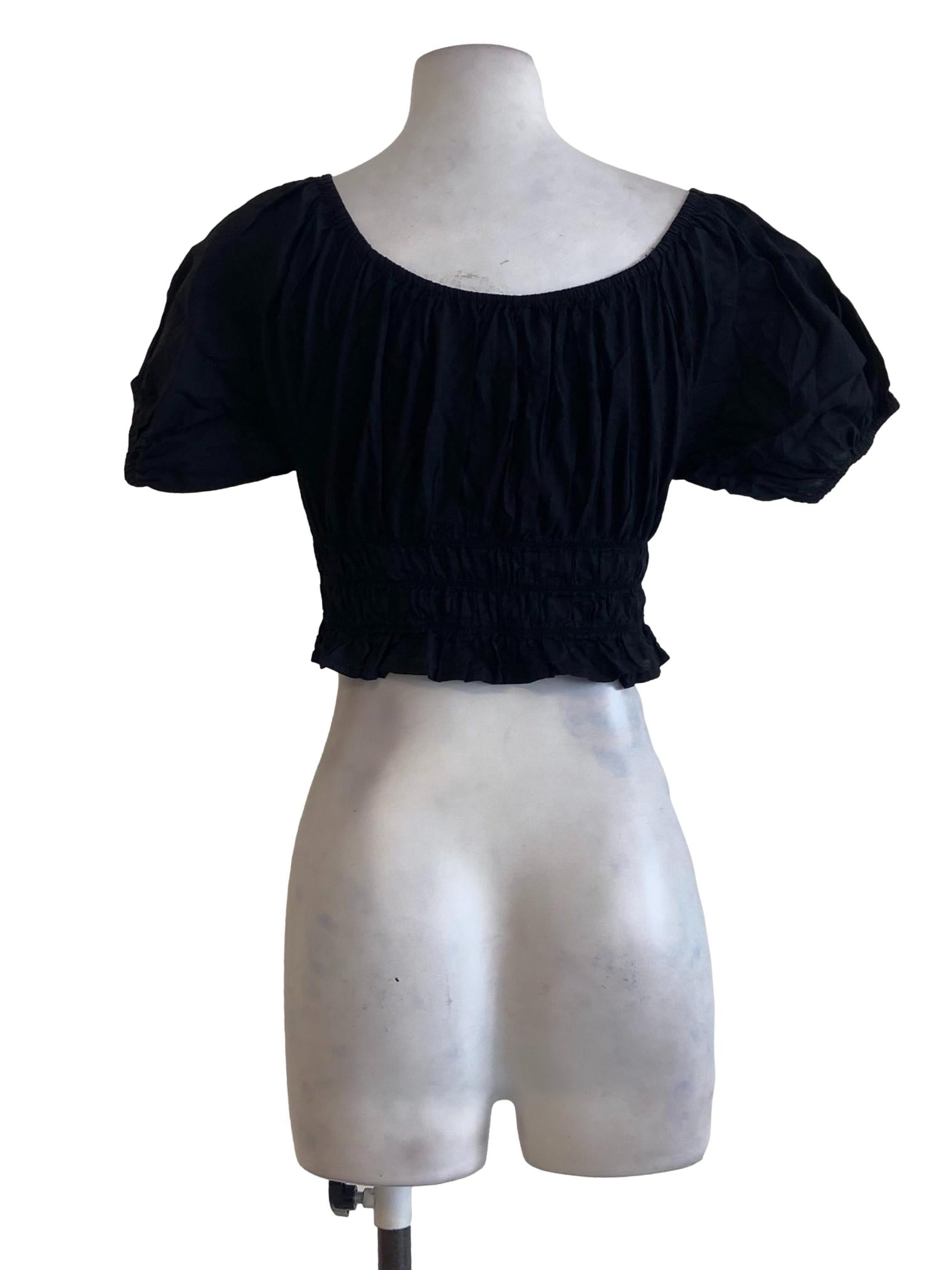 Black Juliet Sleeve Gypsy Crop Top
