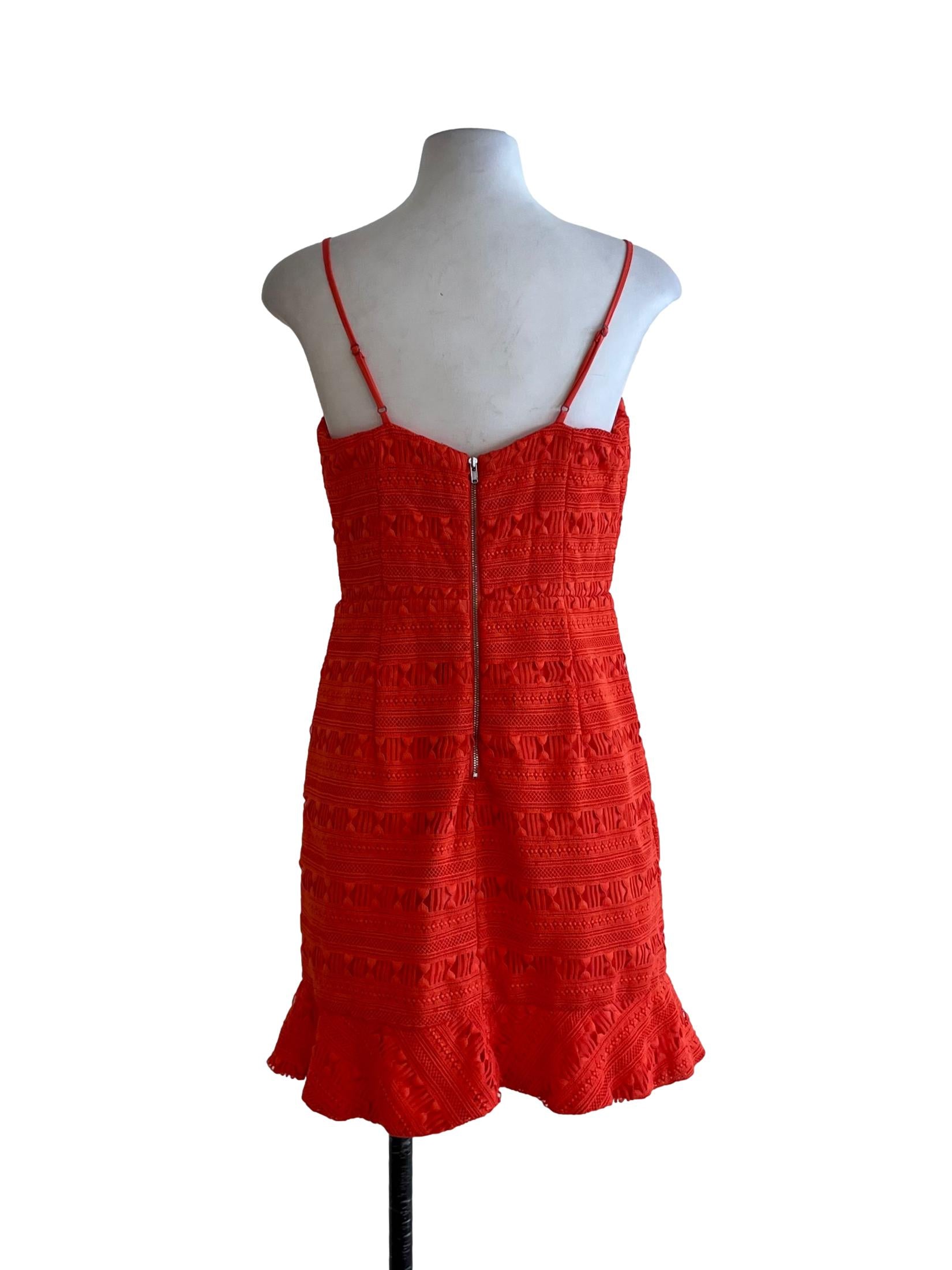 Orange Lace A-Line Dress