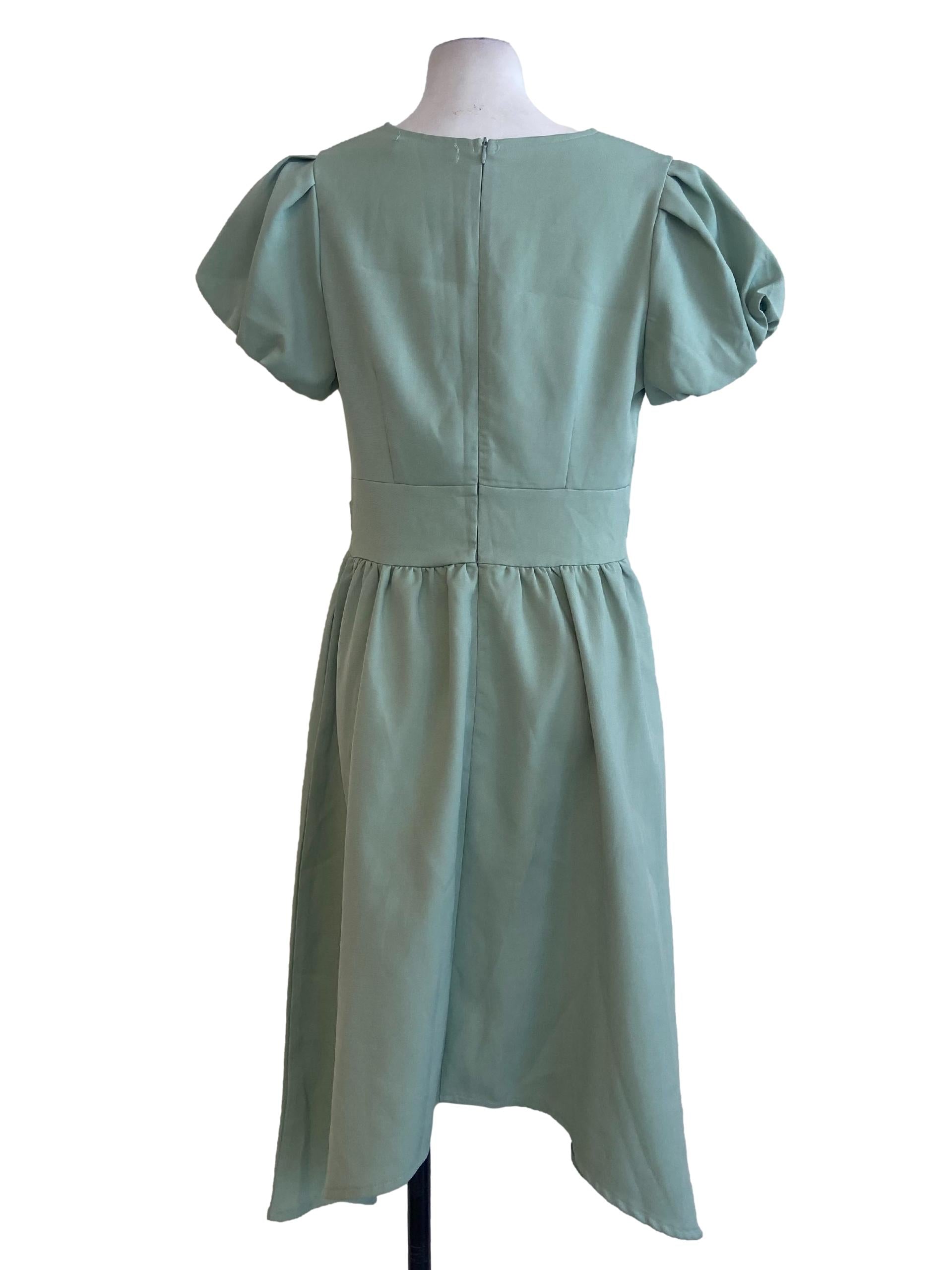 Mint Green Twill Empire Dress