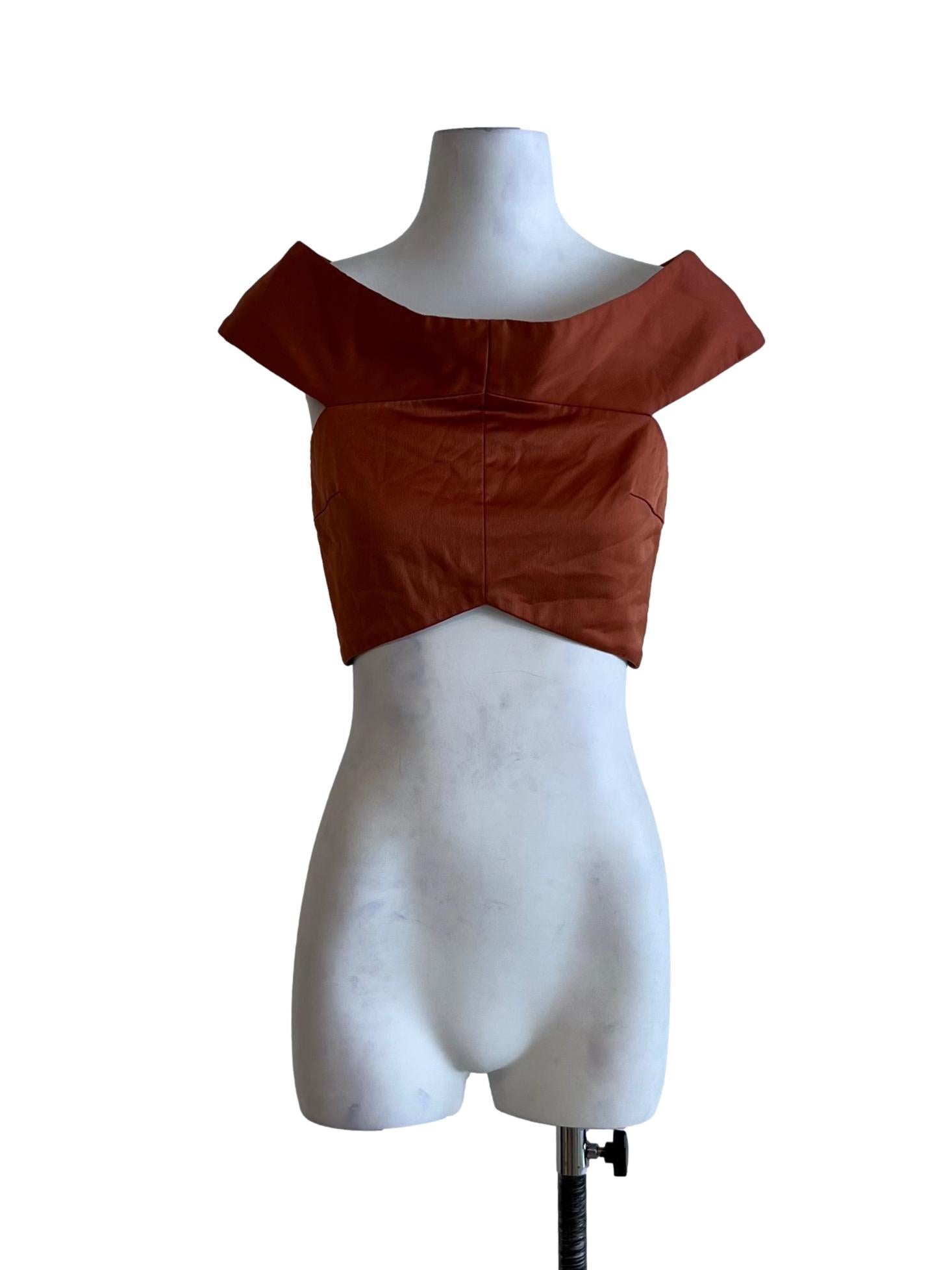 Bronze Orange Plain Sleeveless Top