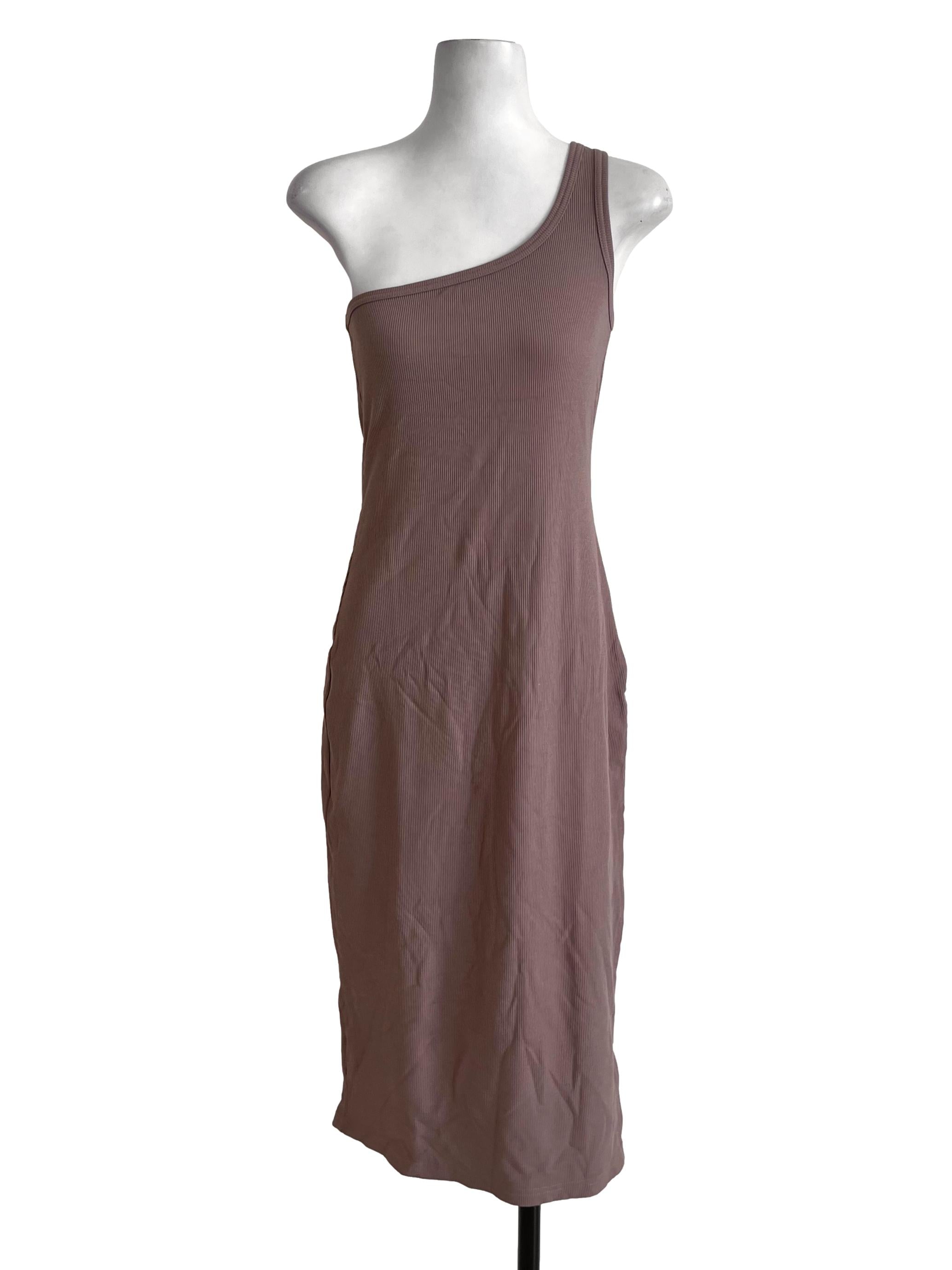 Peanut Brown One Shoulder Dress
