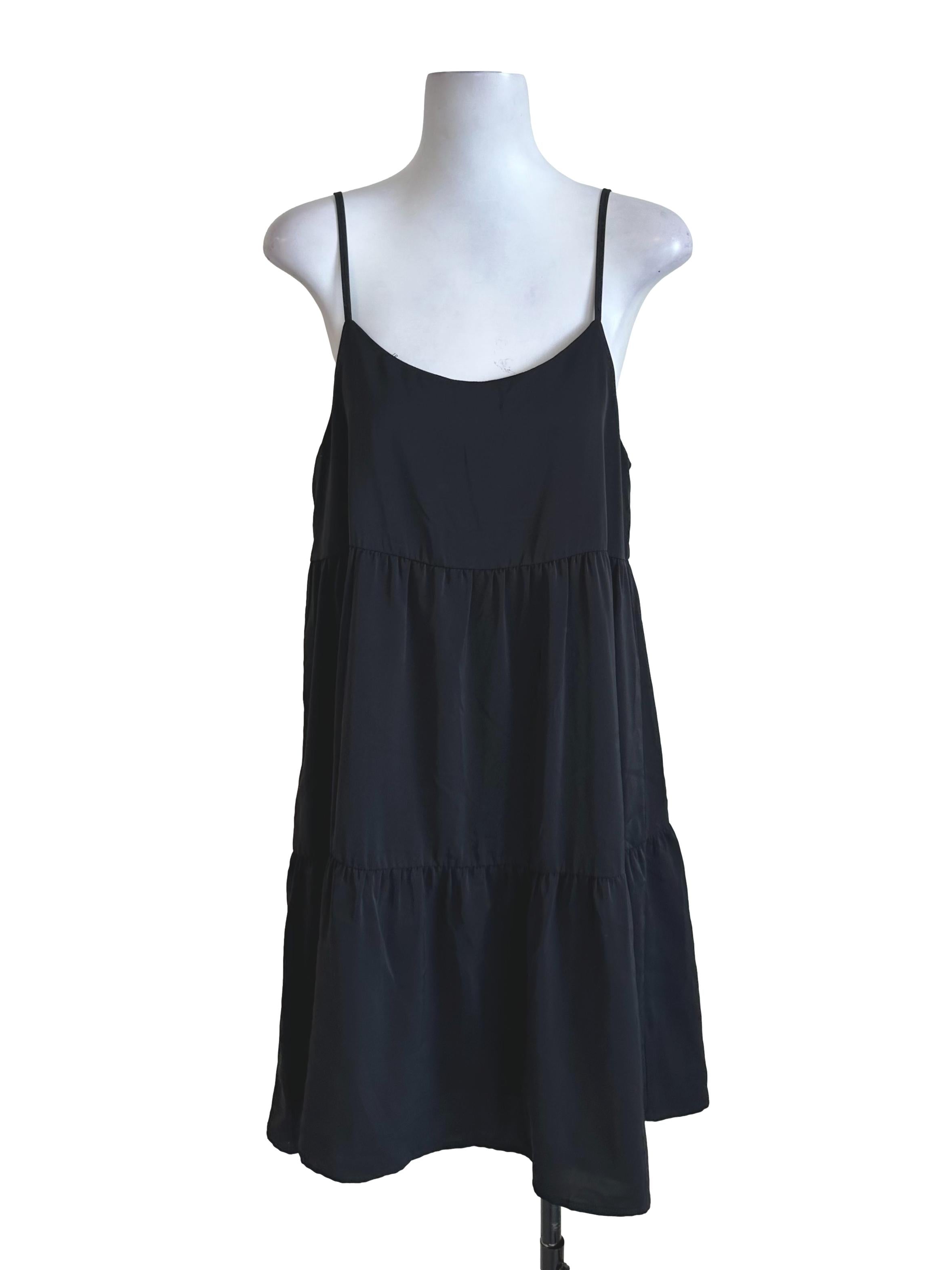 Black Scoop Tiered Dress