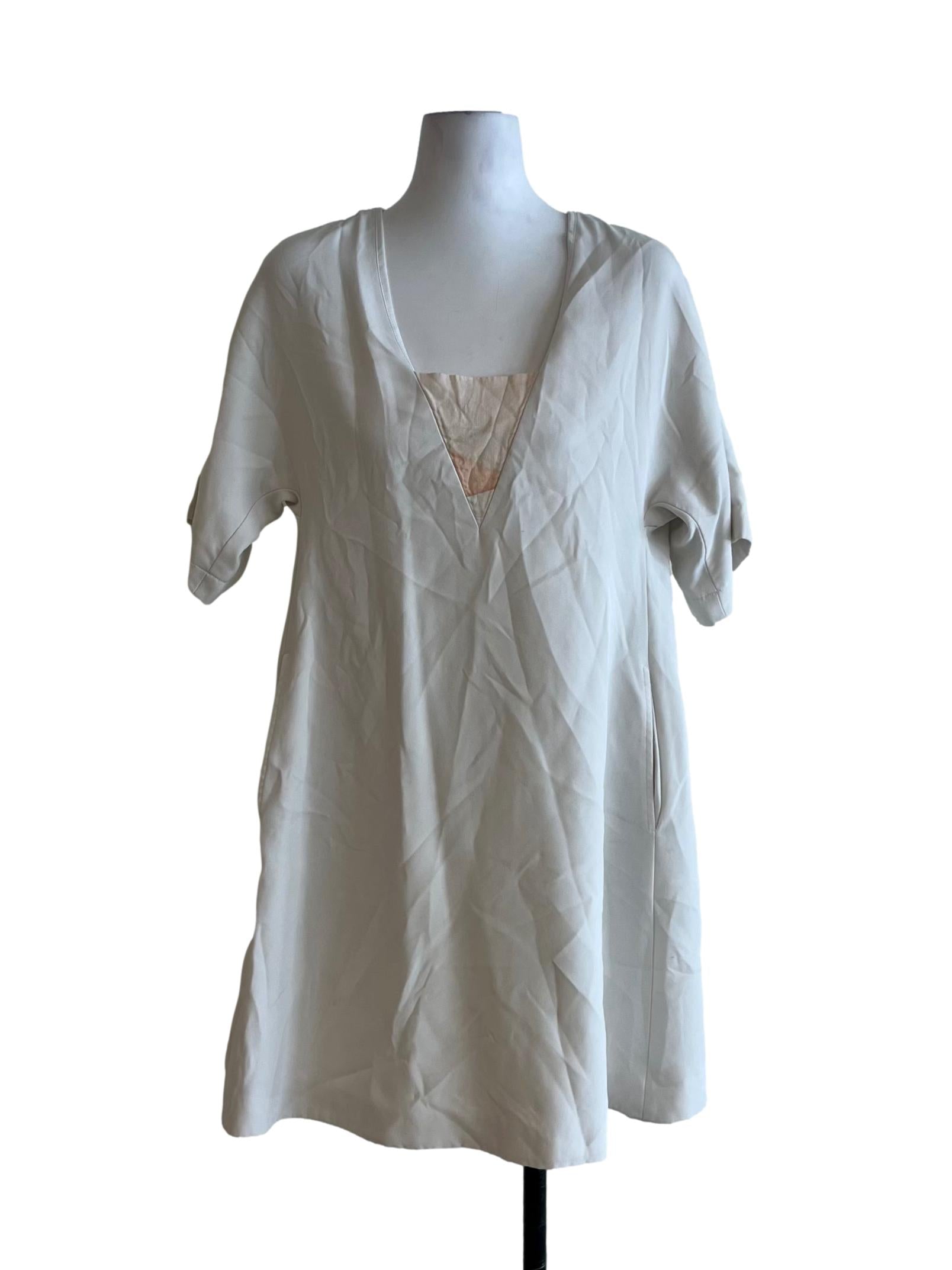 White V-Neckline Empire Dress