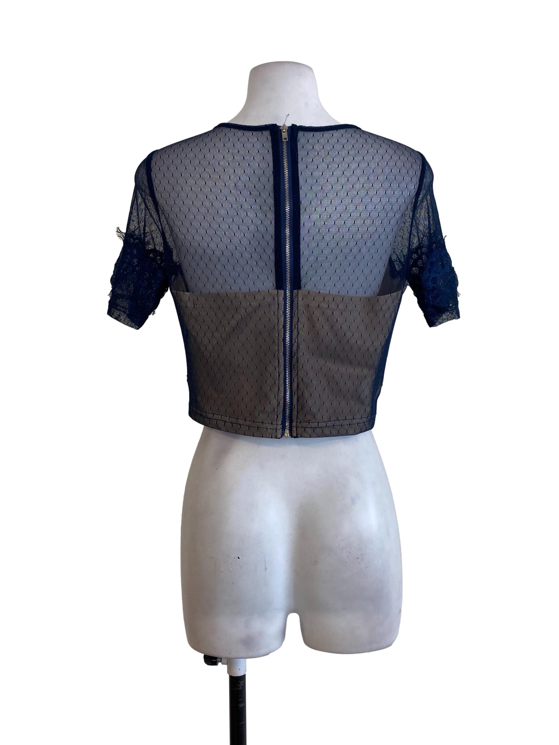 Navy Blue Laced Top
