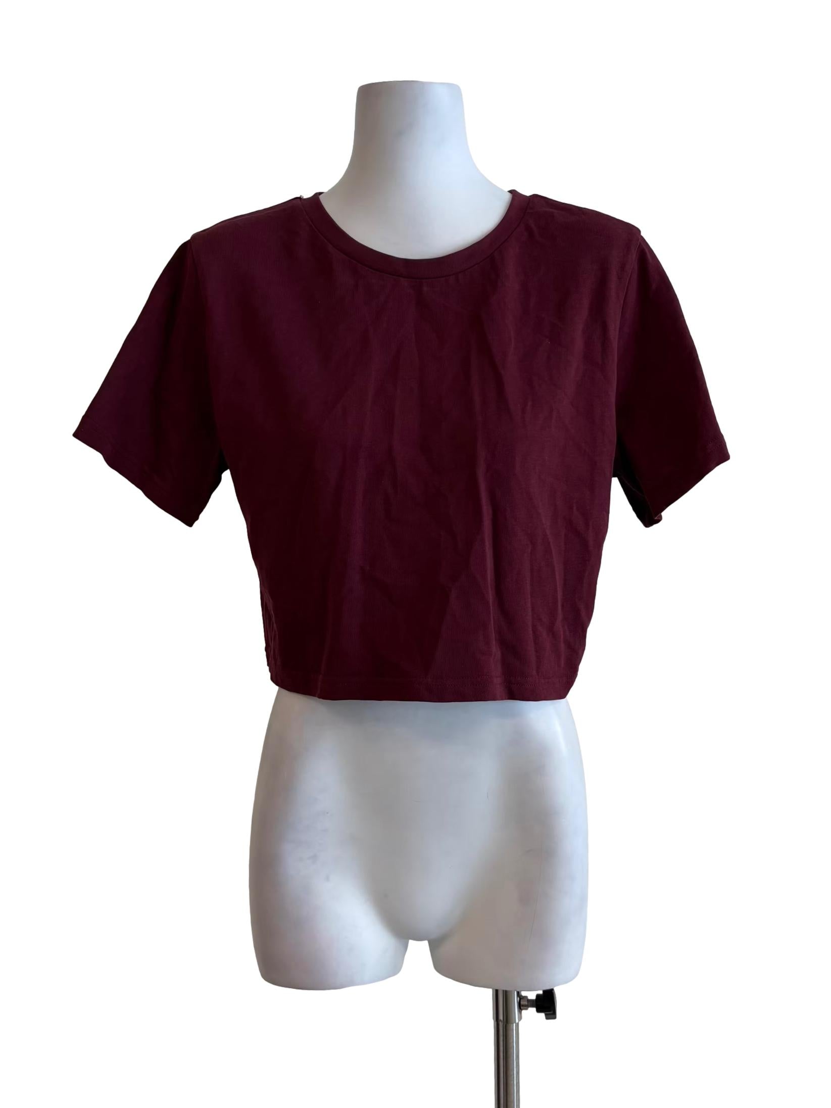 Maroon Short Sleeve Cropped T-Shirt