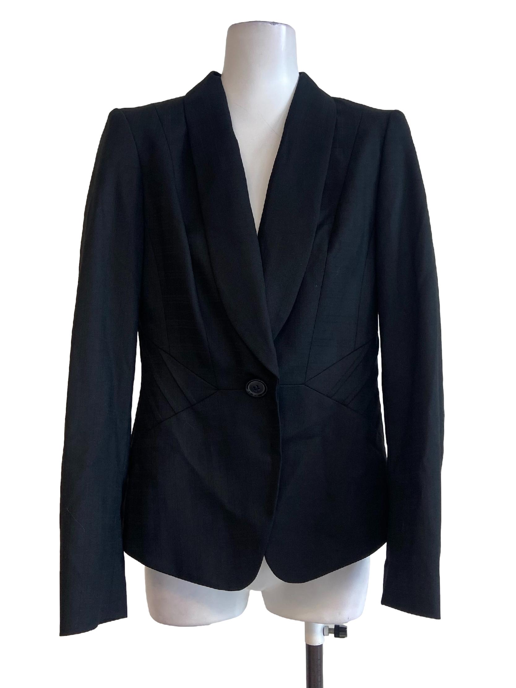 Black Single Breast Button Plaid Blazer