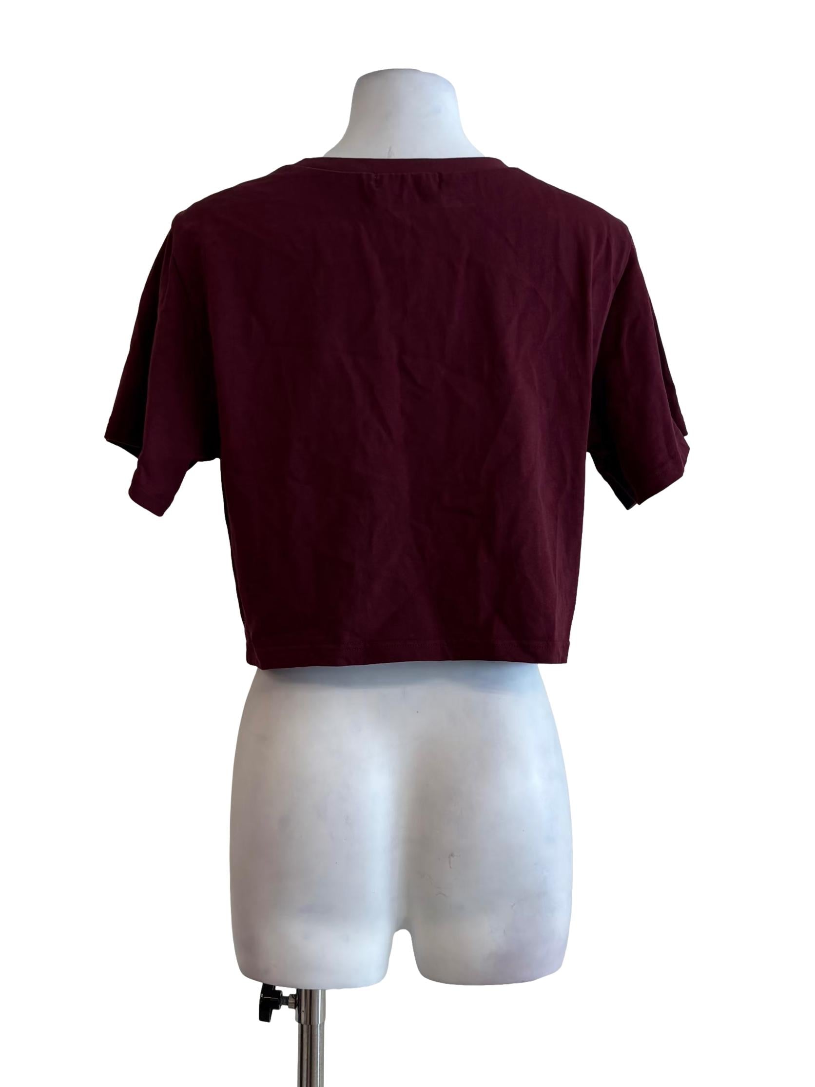 Maroon Short Sleeve Cropped T-Shirt