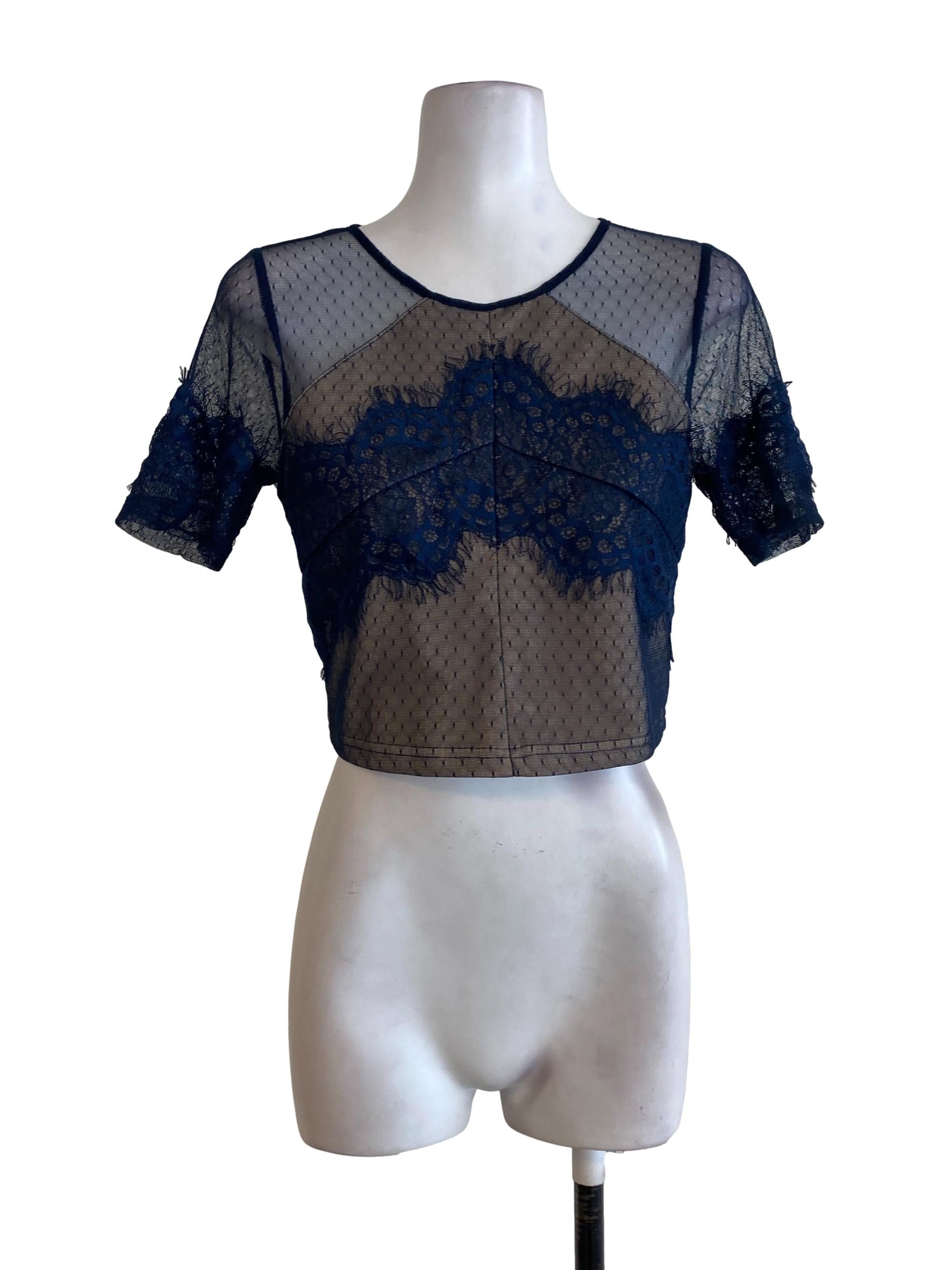 Navy Blue Laced Top