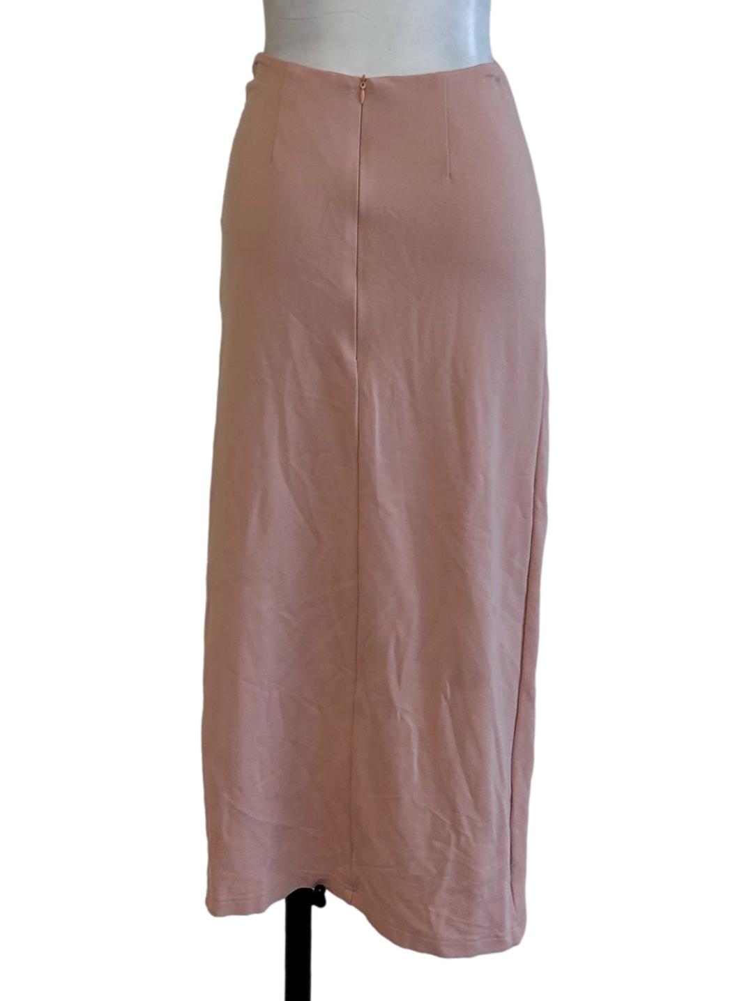 Rose Pink Slit Pencil Midi Skirt