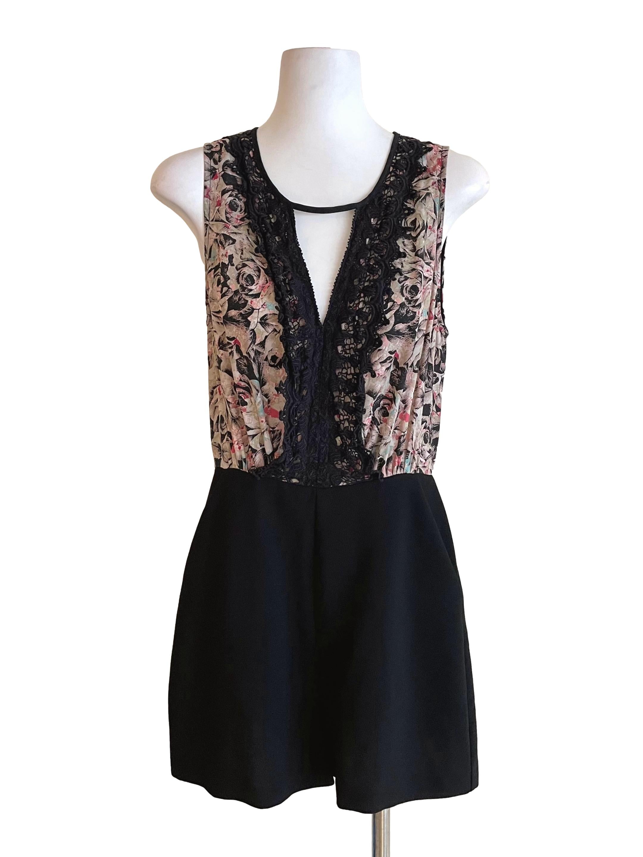 Black Rose Sleeveless Romper
