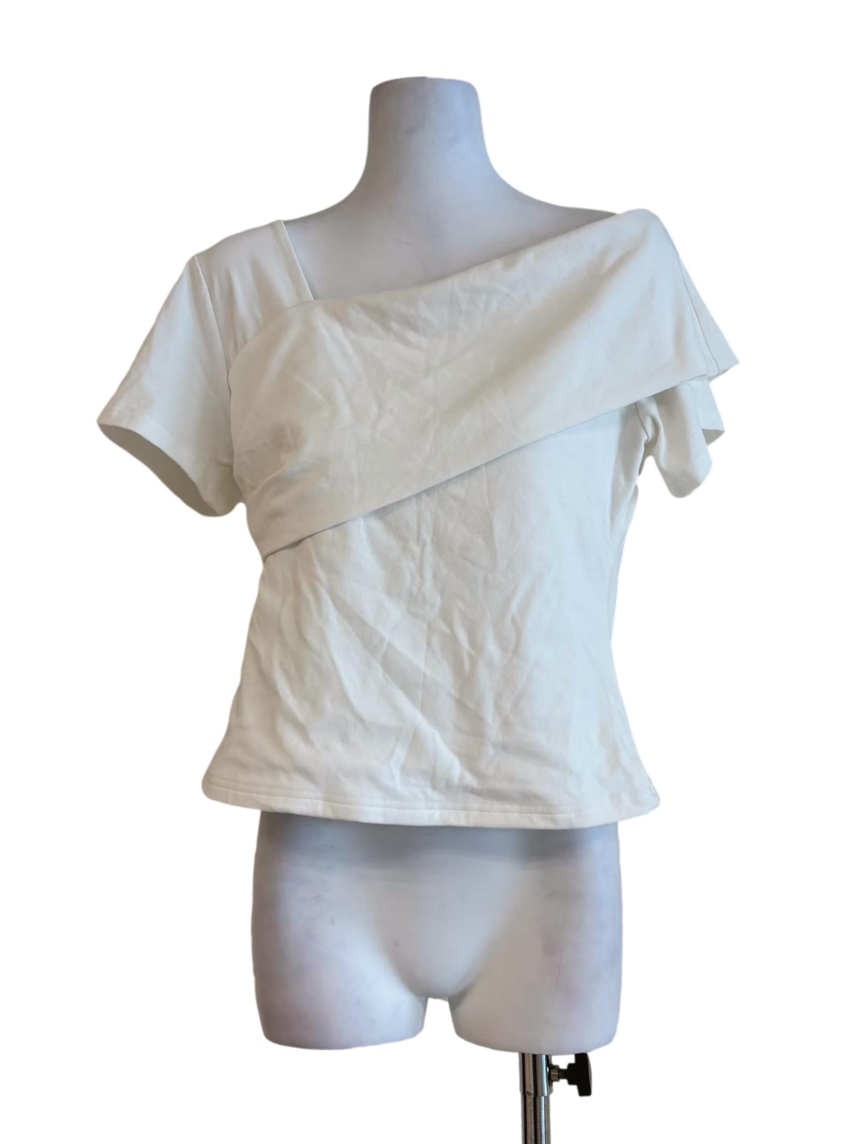 Off White Draped Fitted Top