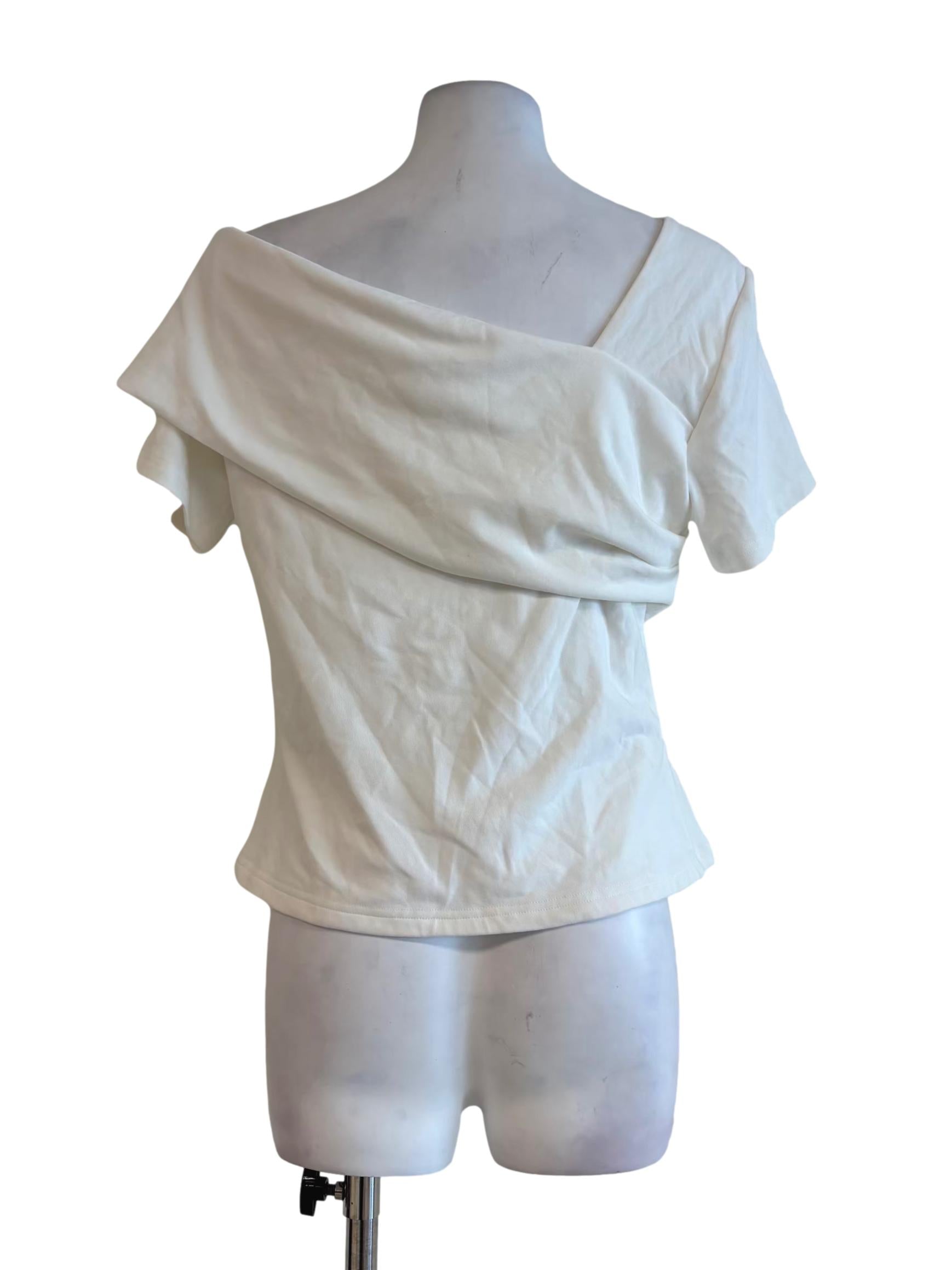Off White Draped Fitted Top