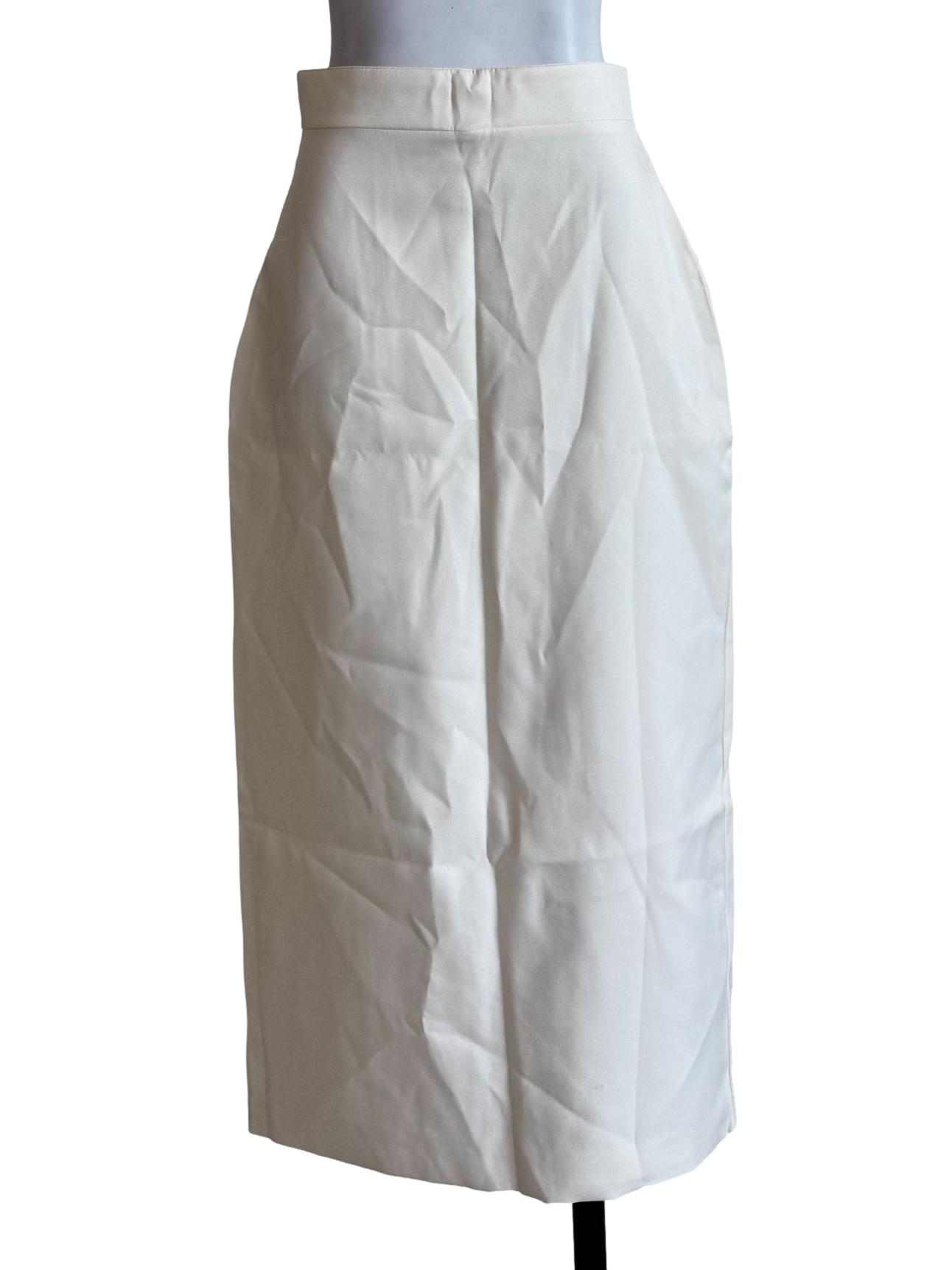 Cream Pencil Cut Skirt