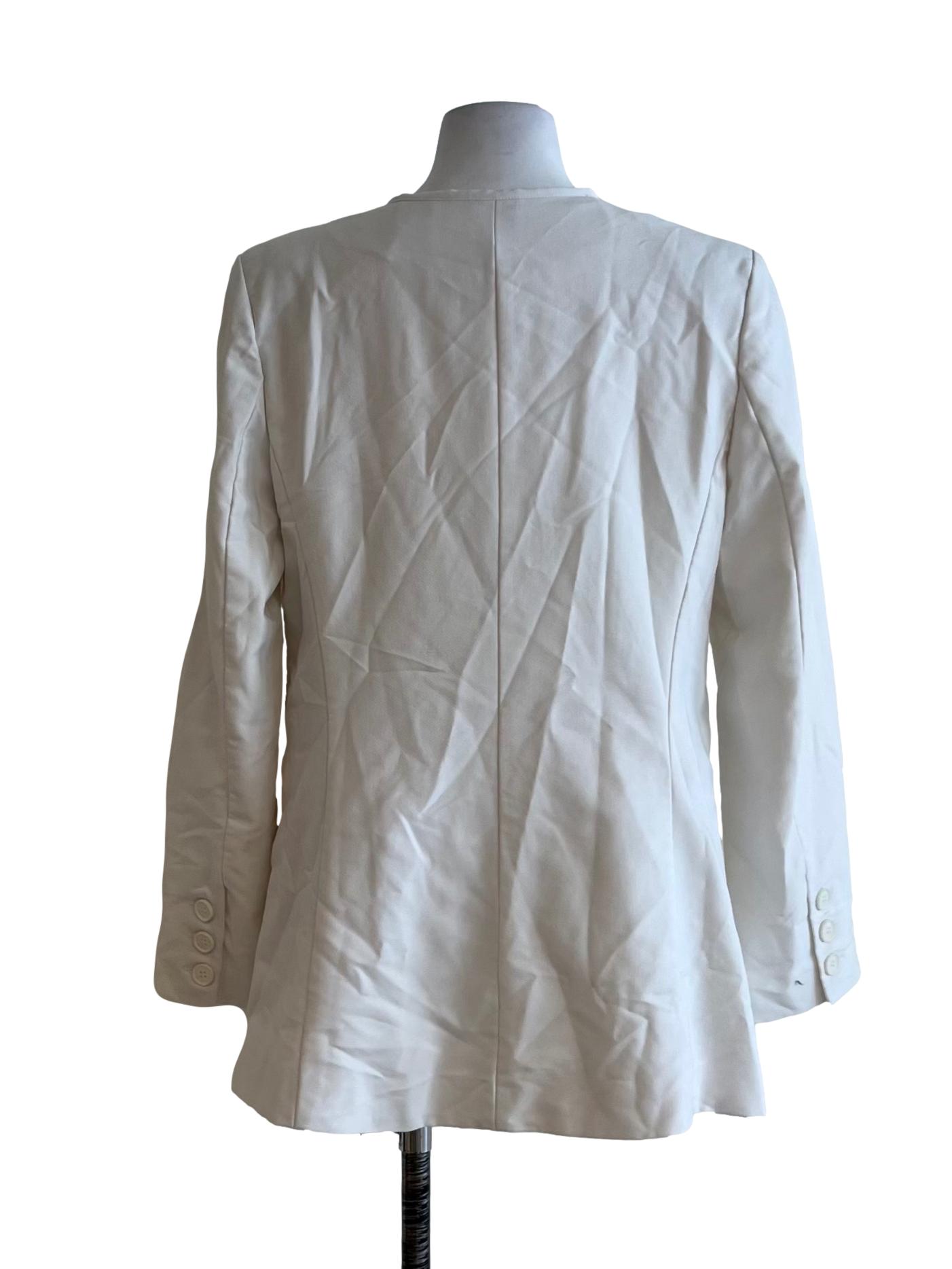 White V-Neckline Single-Breasted Blazer