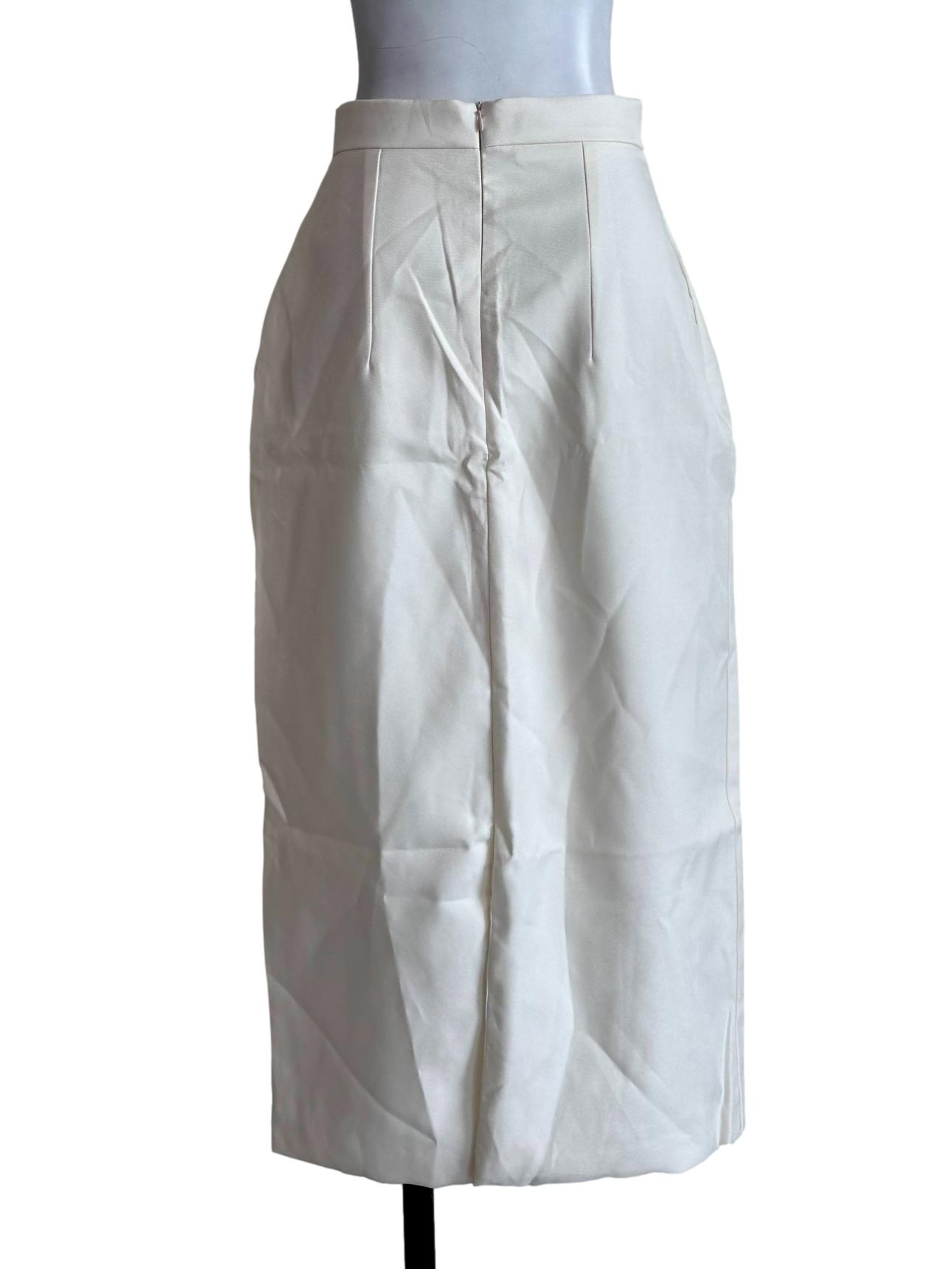 Cream Pencil Cut Skirt