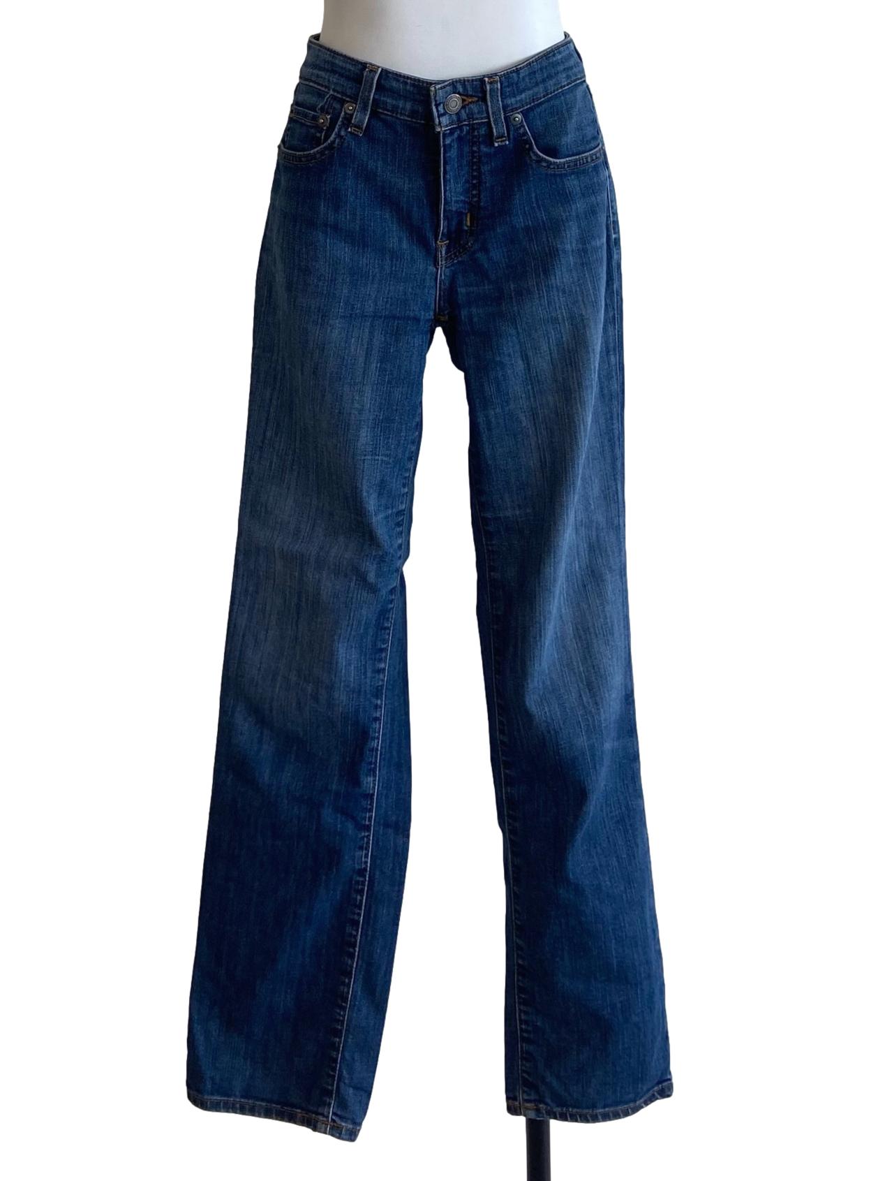 Blue Herringbone Straight Jeans