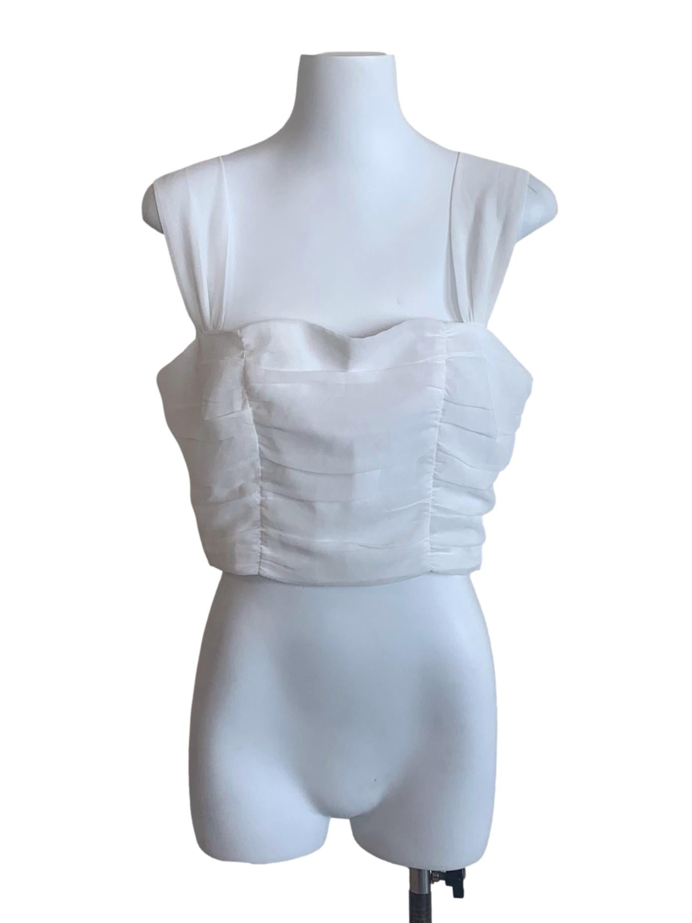 White Sweetheart Neck Top