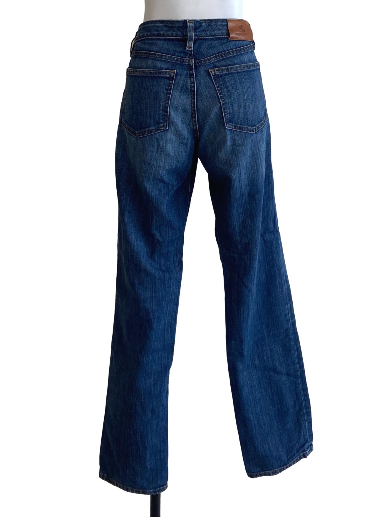 Blue Herringbone Straight Jeans