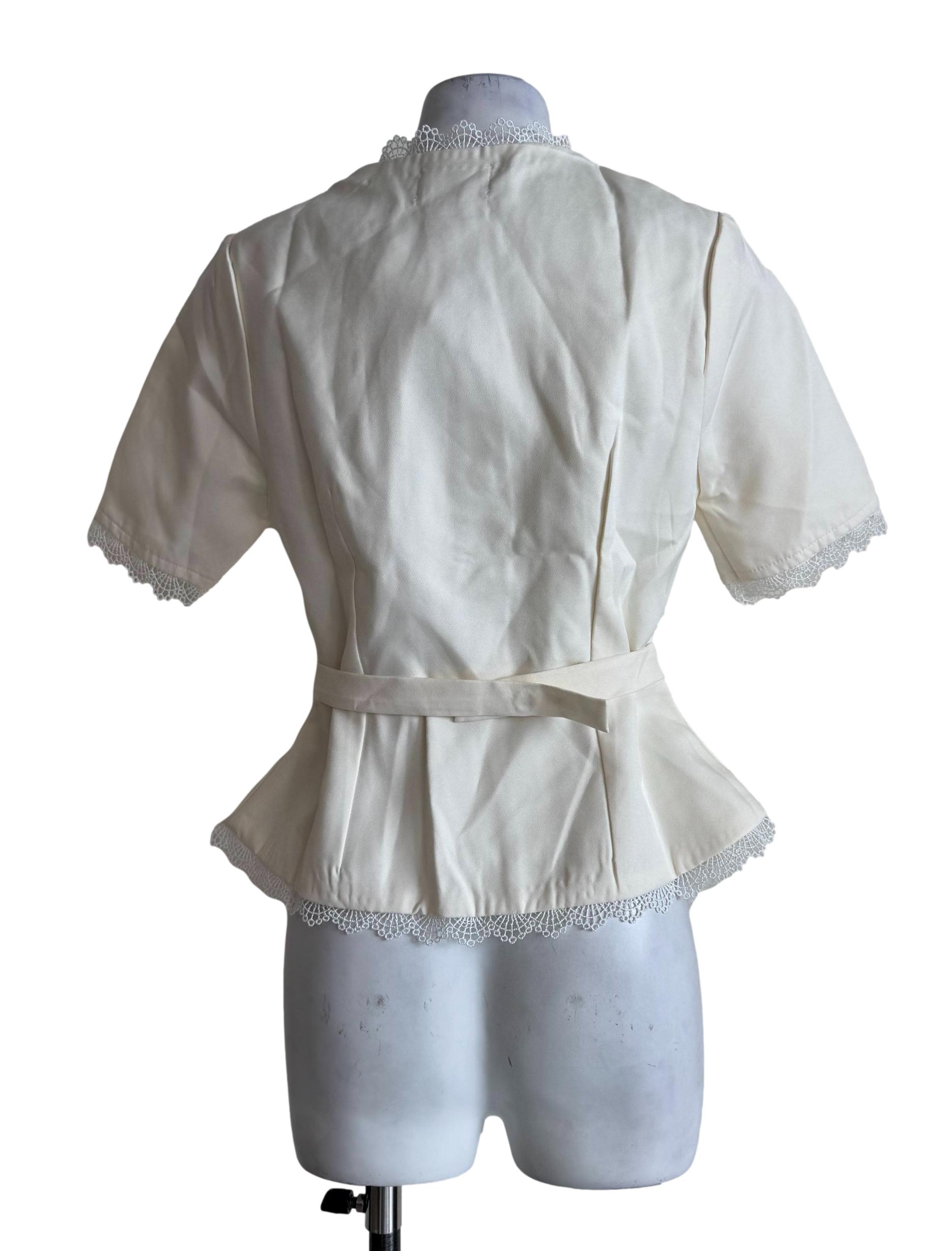 Cream Lace Hem Blouse