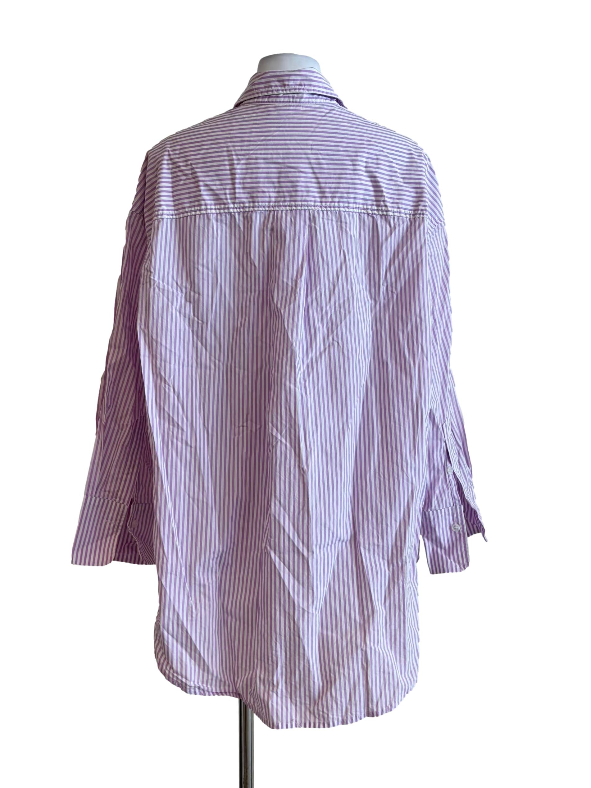 Mauve Striped Cotton Long Sleeve Shirt