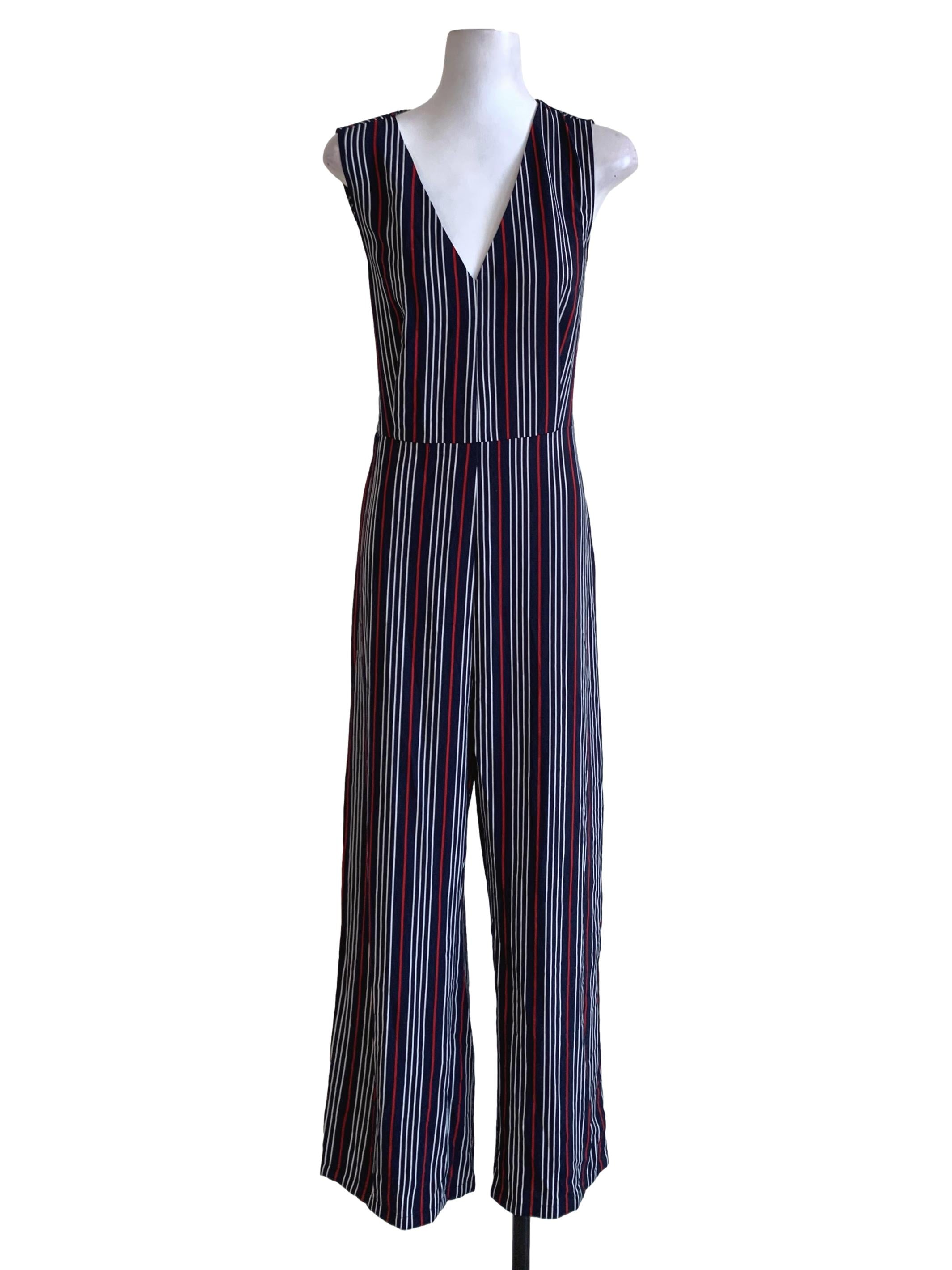 Navy Blue V-Neckline Jumpsuit