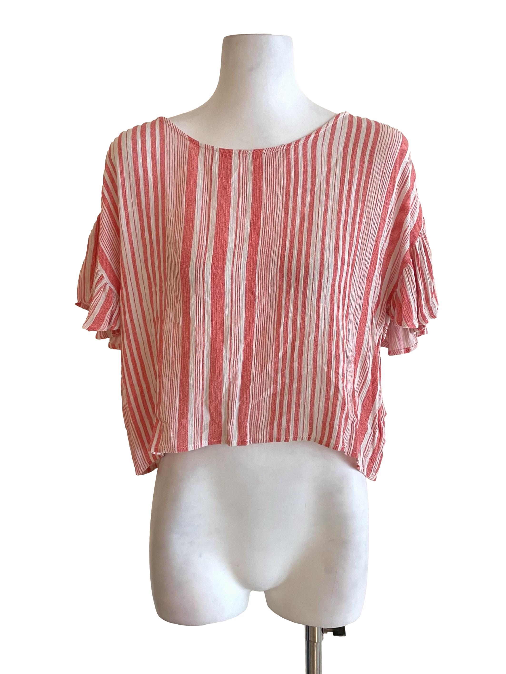 Strawberry Ruffle Sleeves Square Top