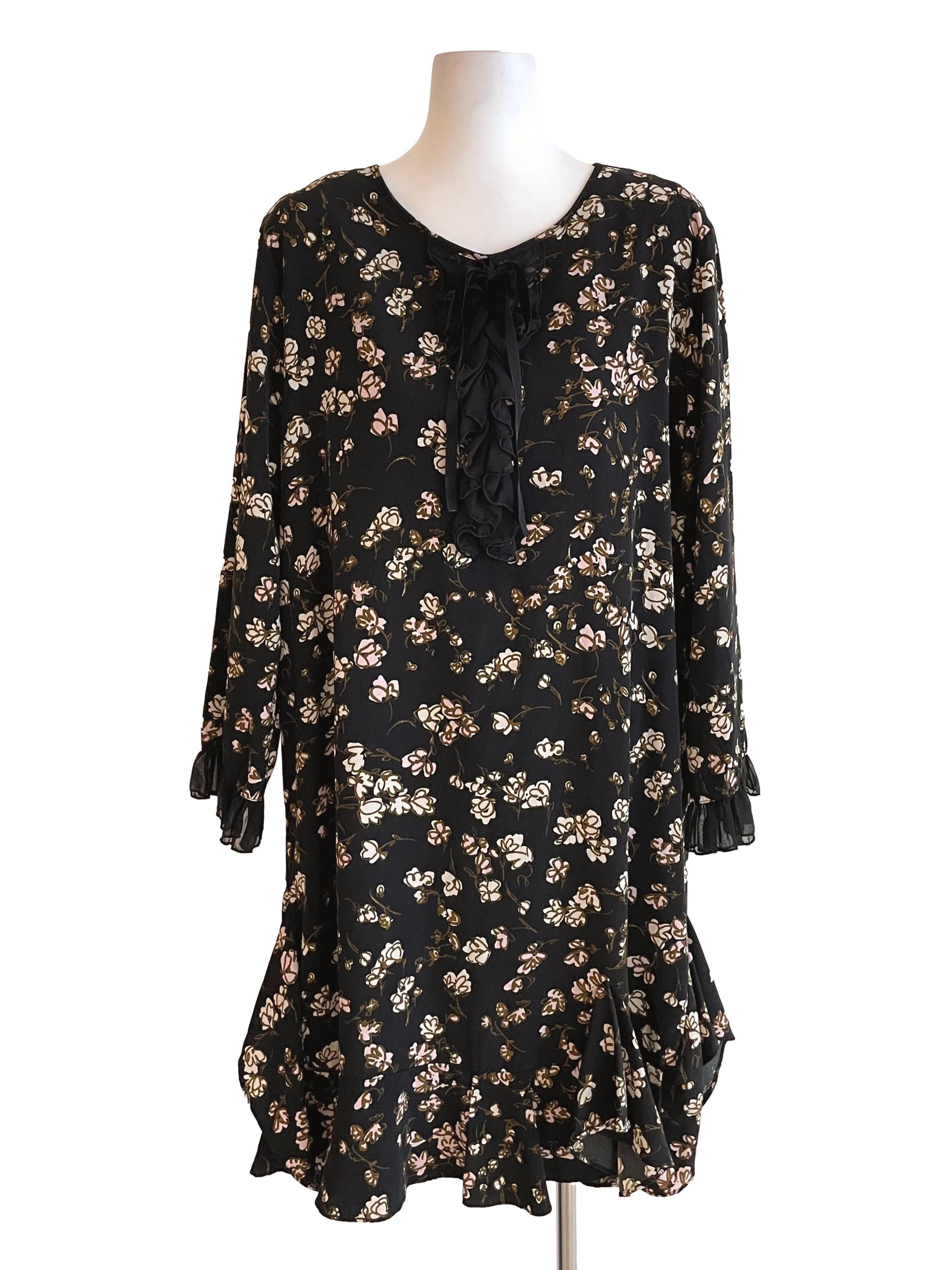Black Floral Baggy Dress