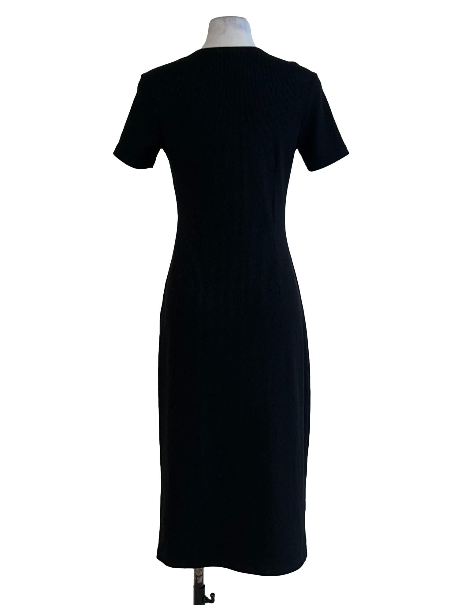 Black V Neck Knit Midi Dress