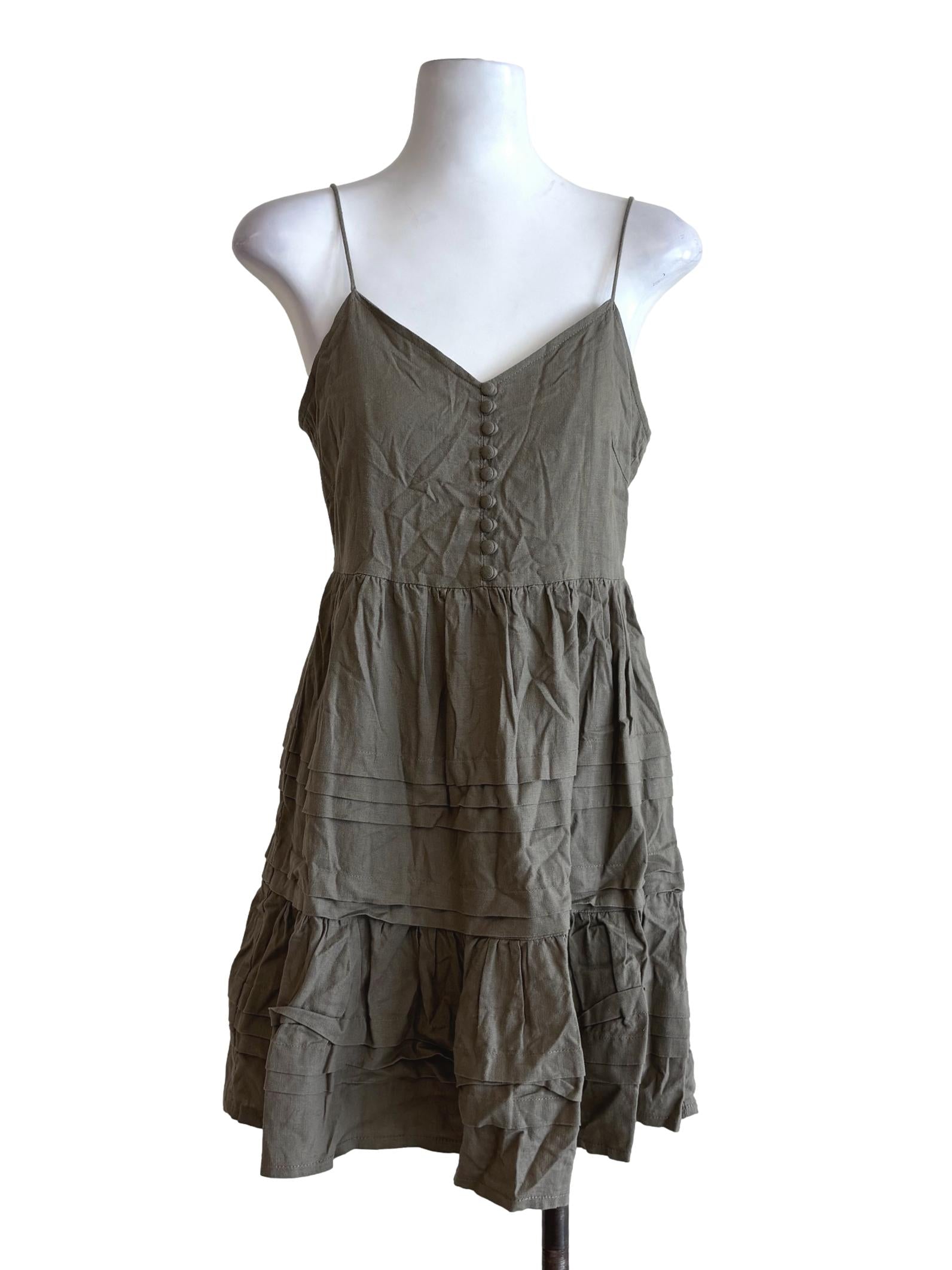 Moss Green Spaghetti Strap Dress