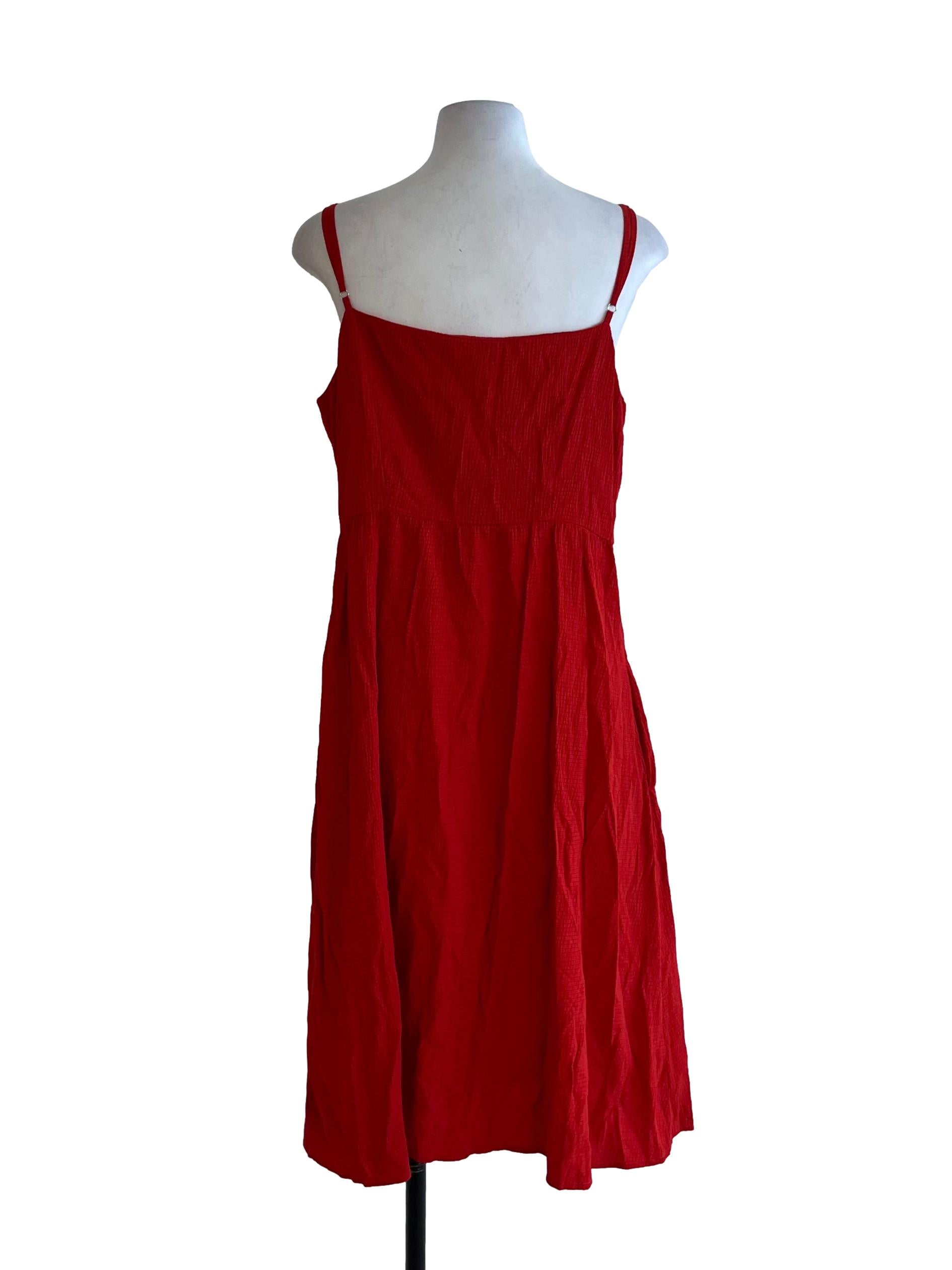 Crimson Red Spaghetti Strap A-Line Dress