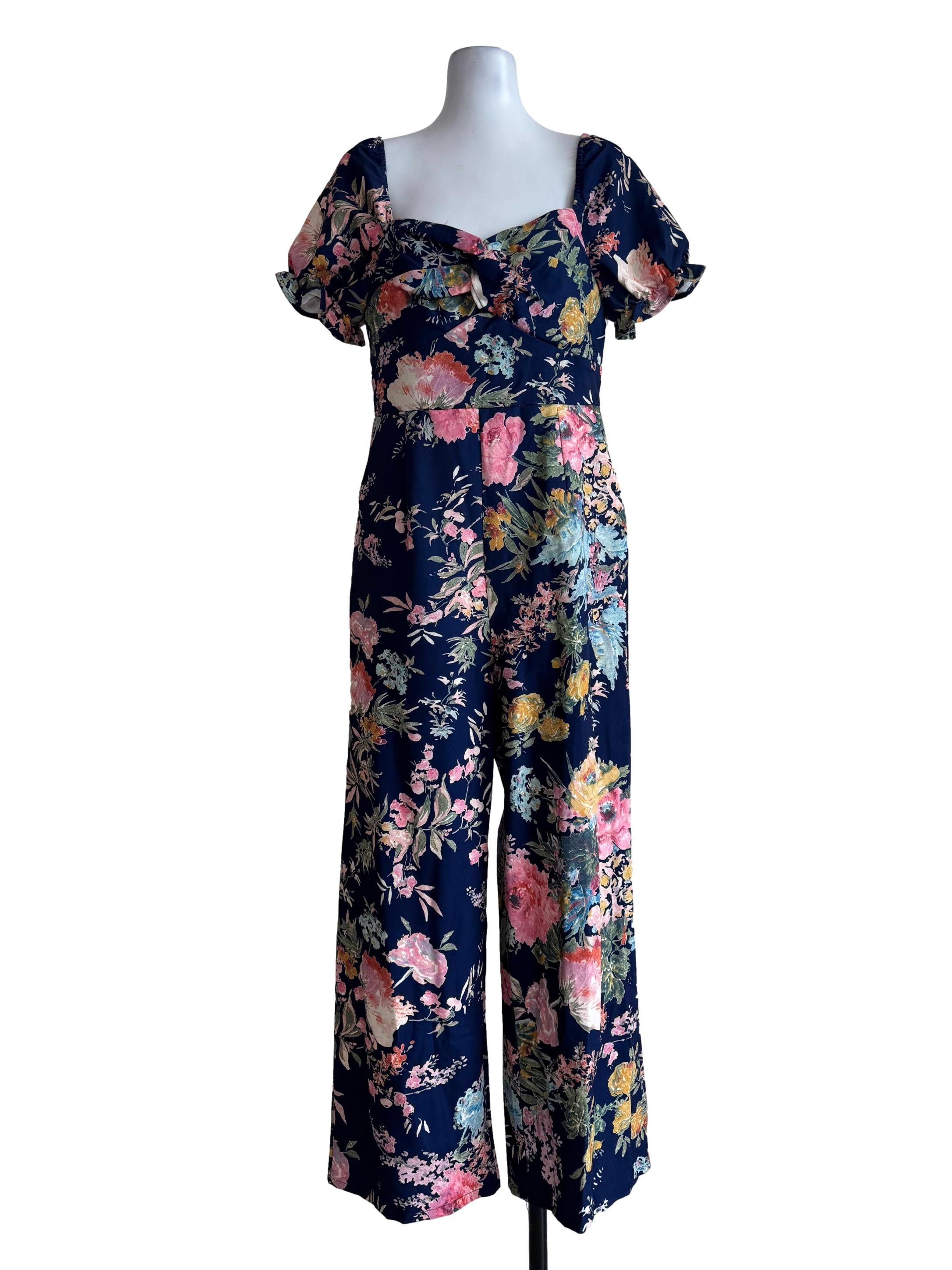 Deep Sea Blue Prints Jumpsuit