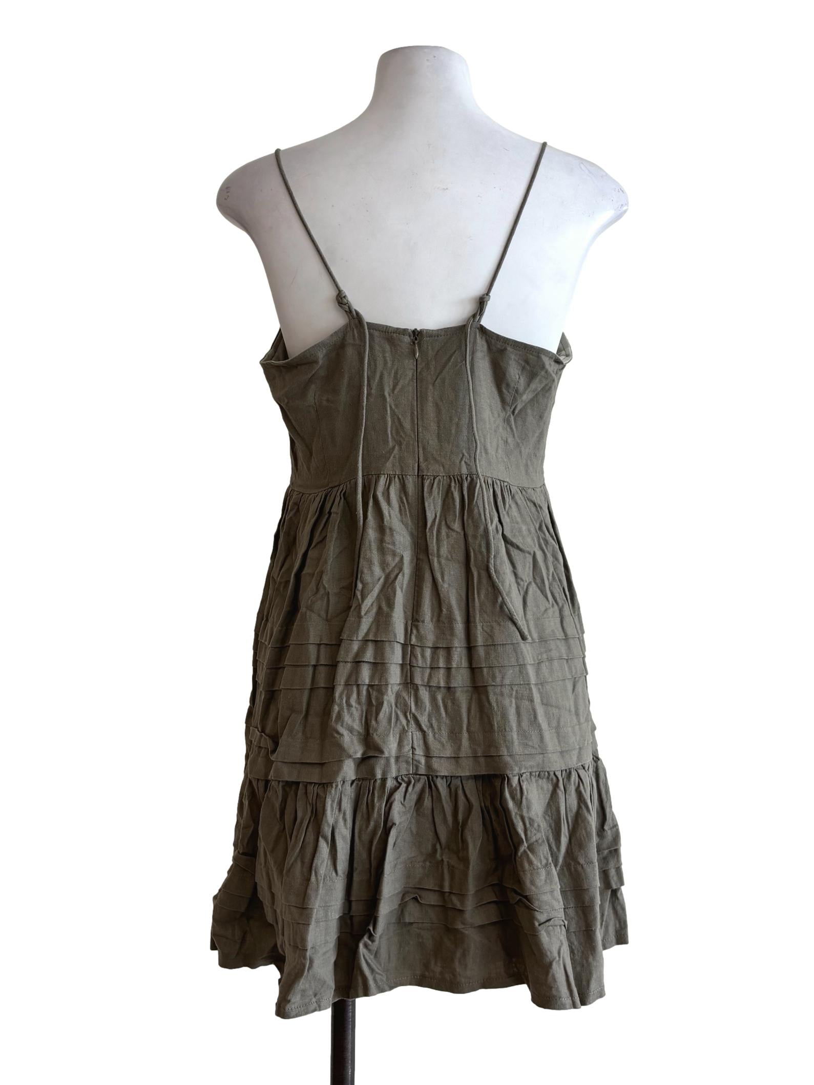 Moss Green Spaghetti Strap Dress