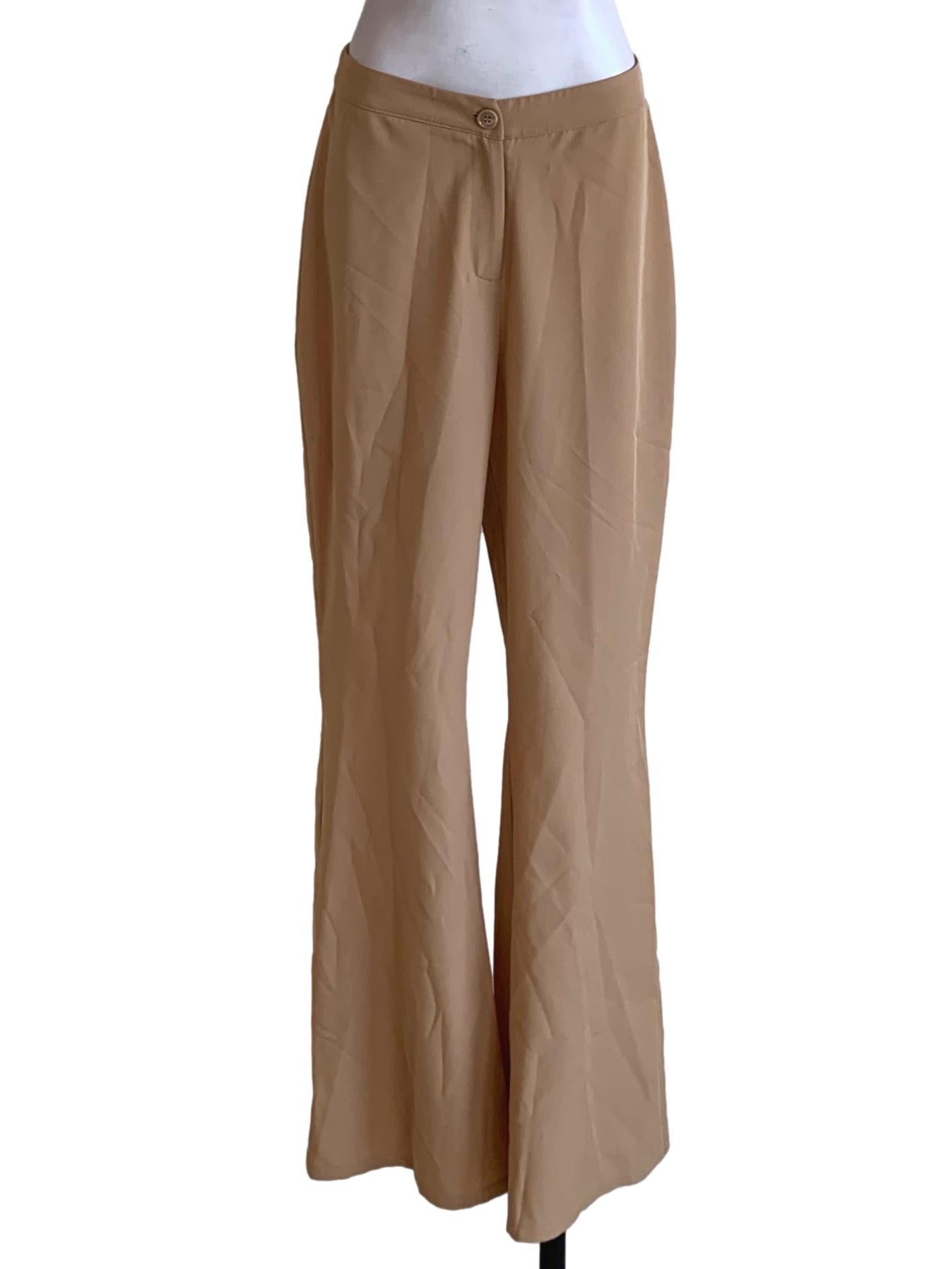 Beige High-Waisted Formal Pants