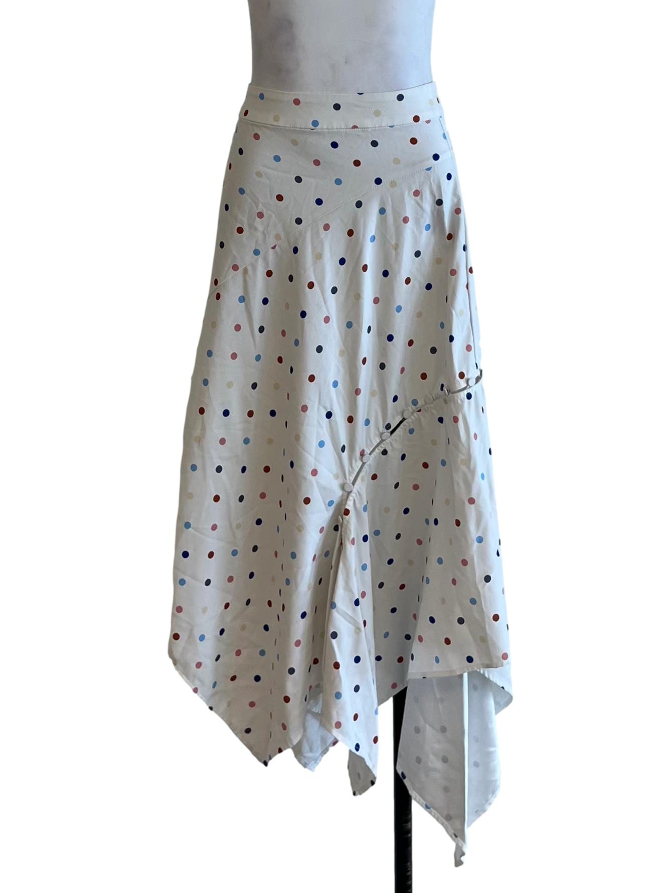 White Polka Dot A-Line Skirt