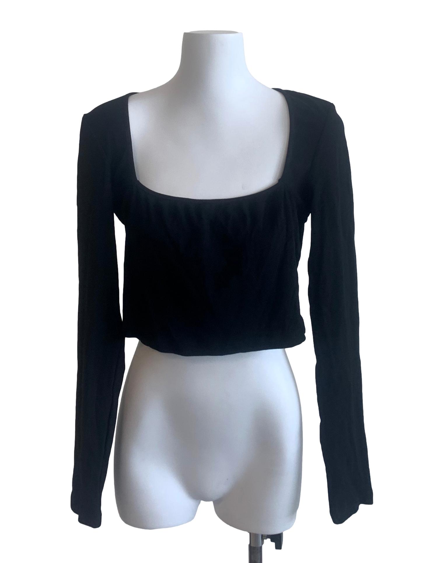 Black Square Long Sleeve Top