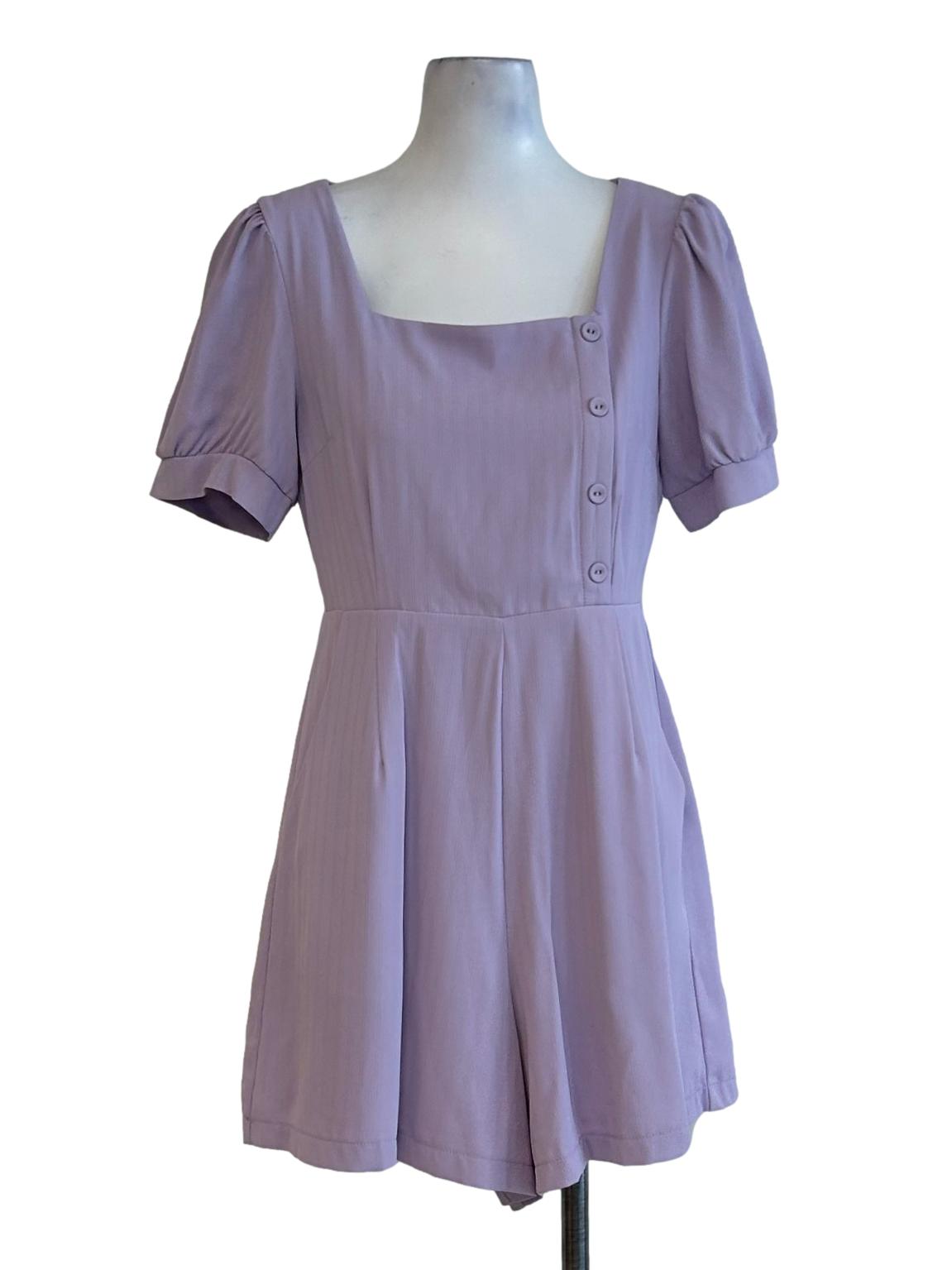 Pastel Purple Square Neck Romper