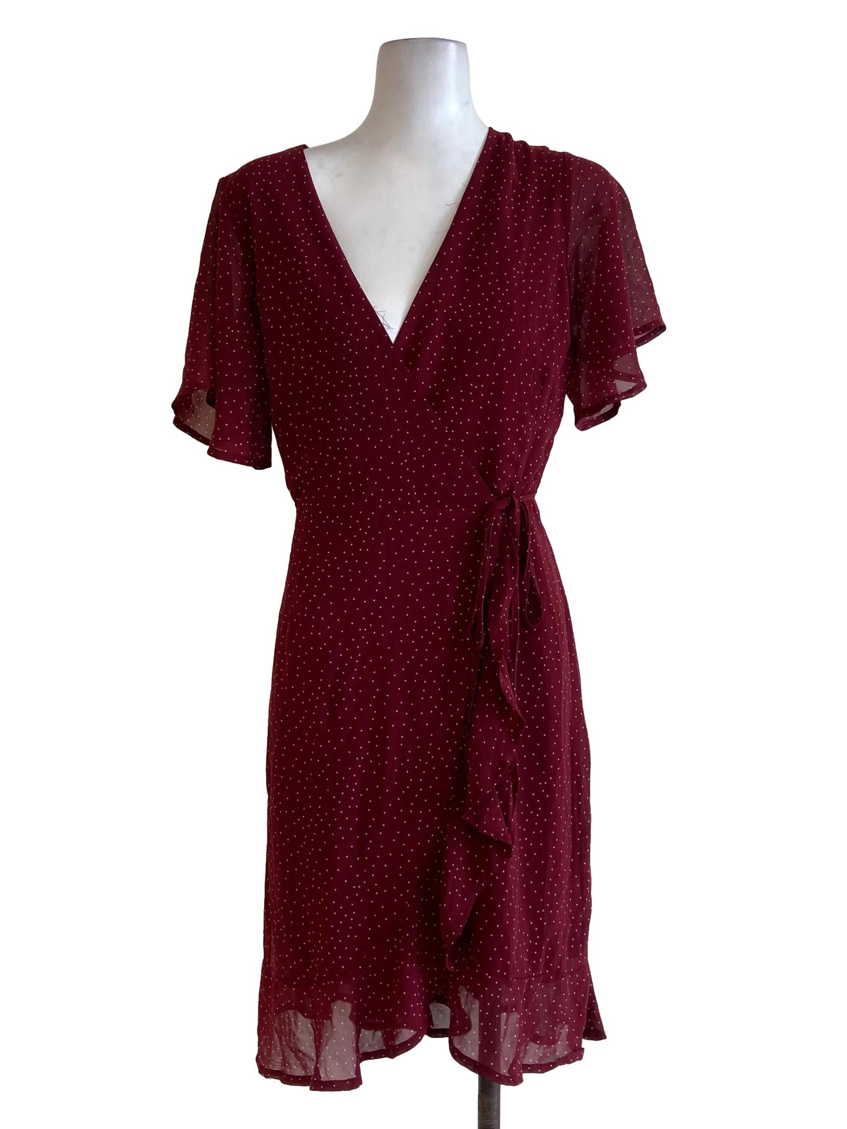 Blood Red Dot Wrap Dress