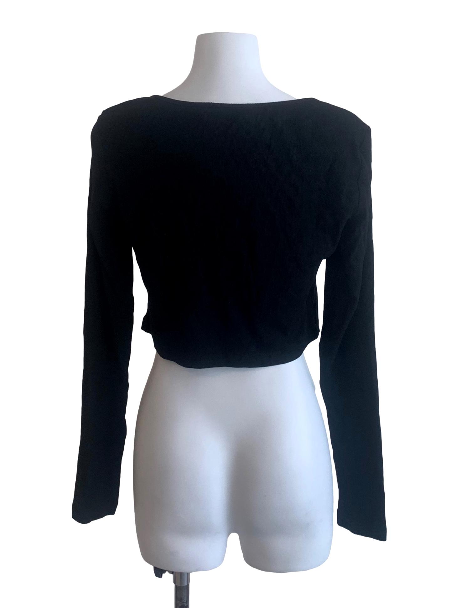 Black Square Long Sleeve Top