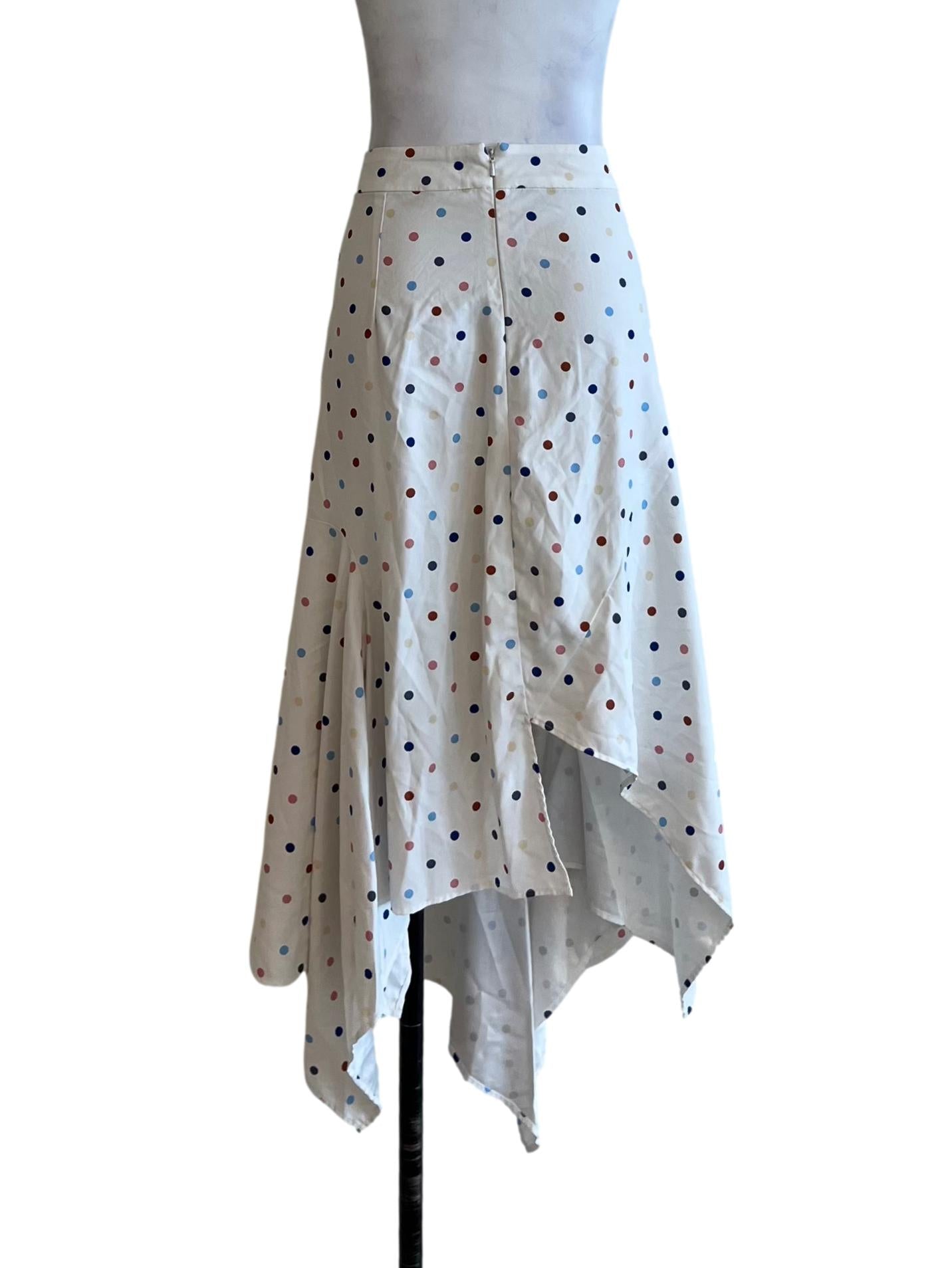 White Polka Dot A-Line Skirt