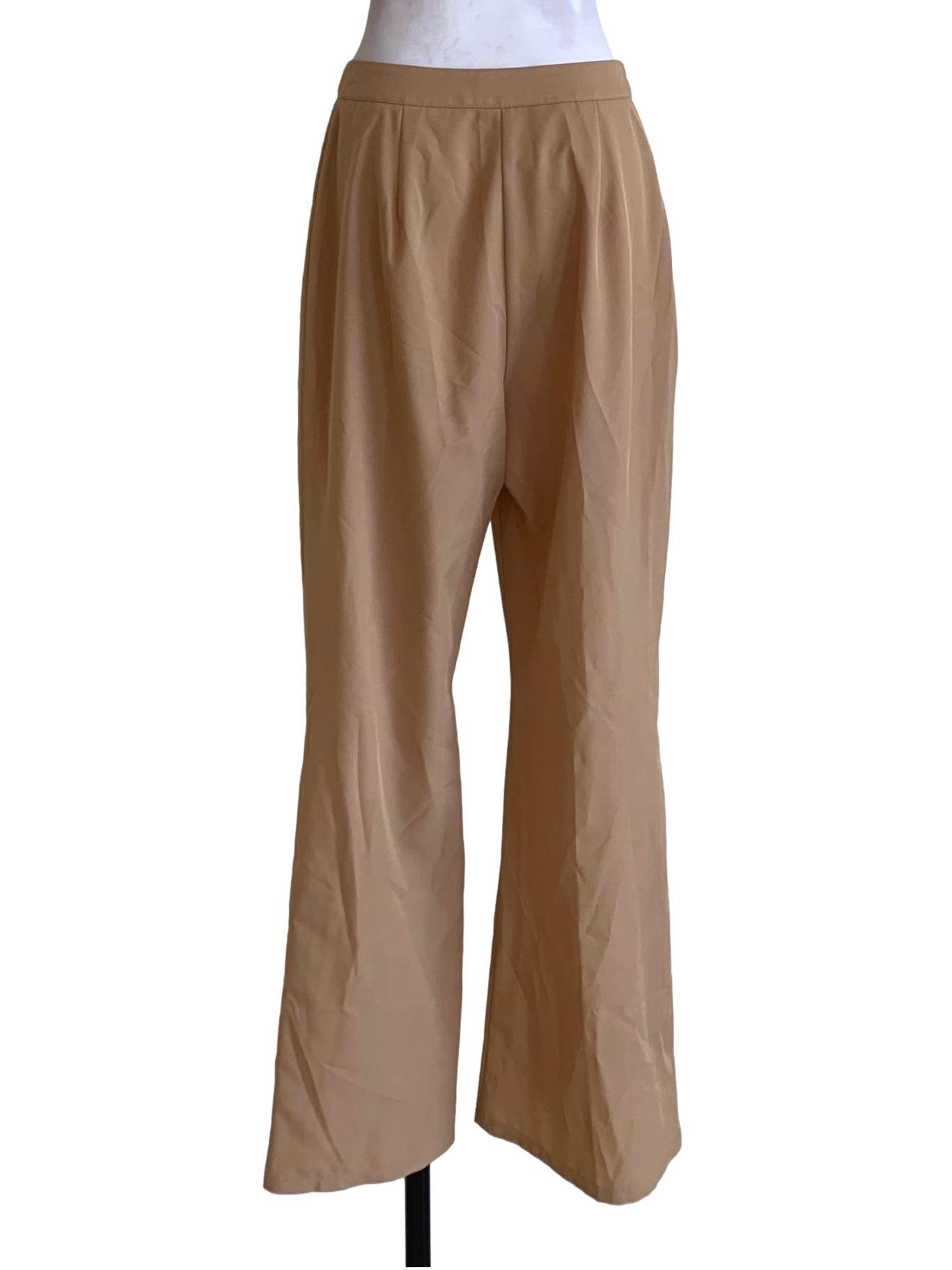Beige High-Waisted Formal Pants