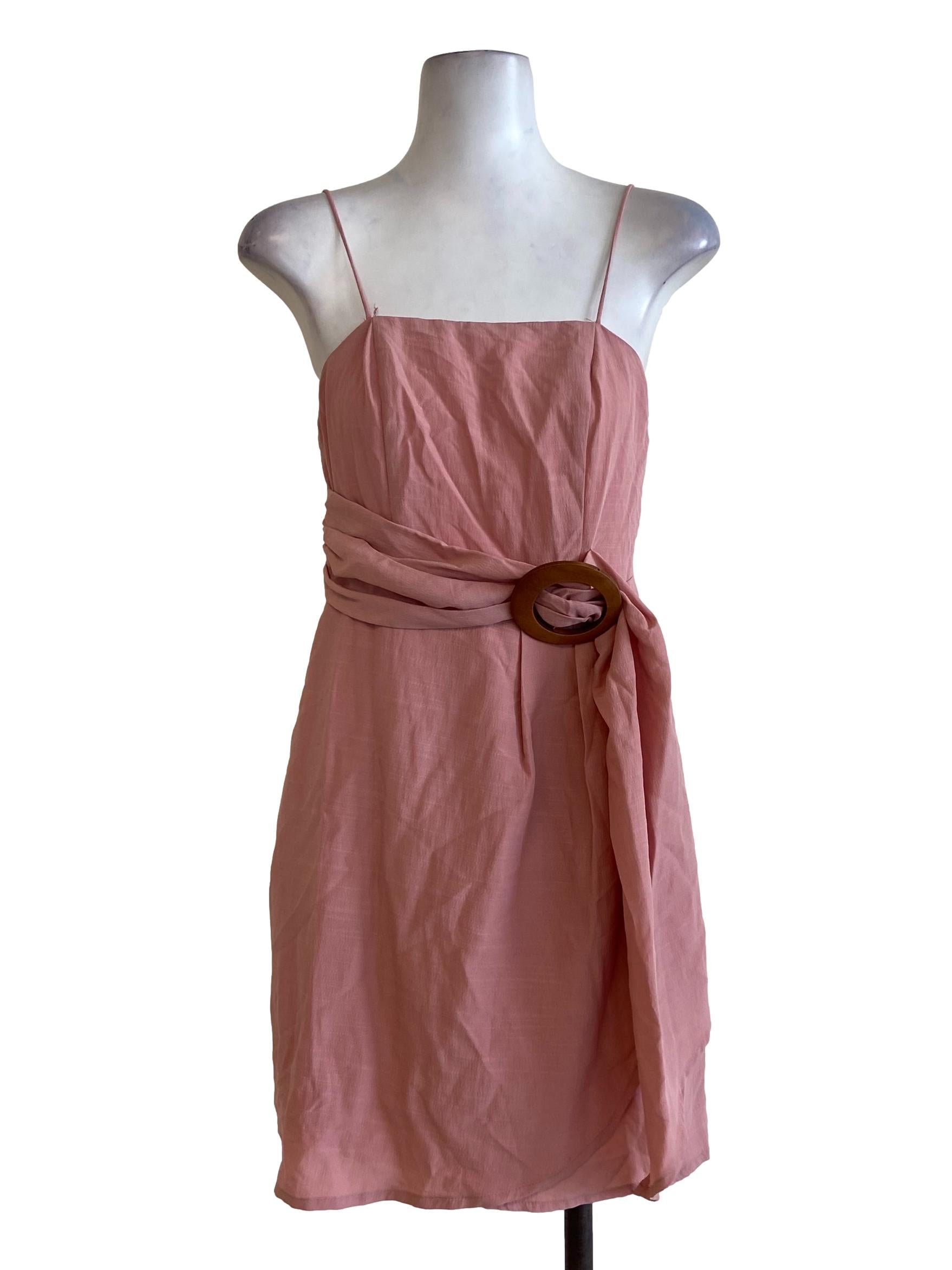 Crepe Pink Spaghetti Strap Sun Dress