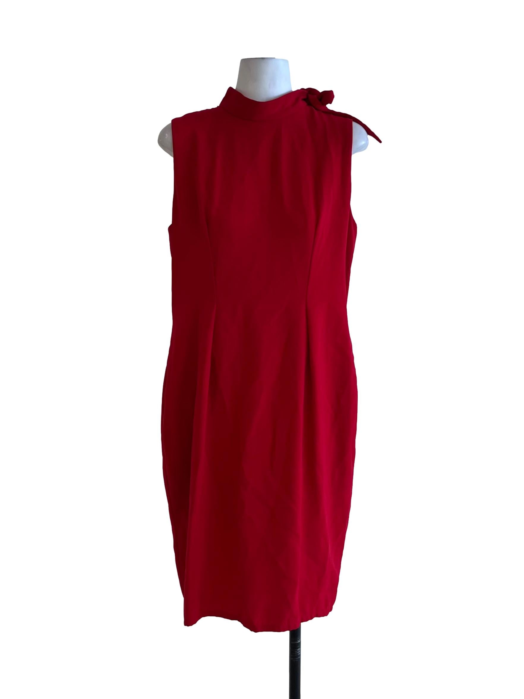Blood Red Plain Sheath Dress