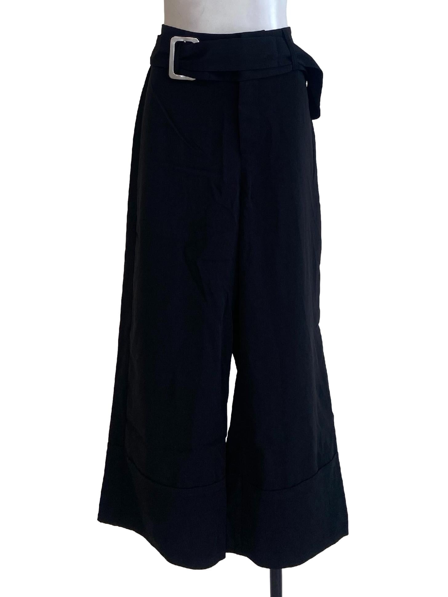 Black Belted Wide Leg Pants