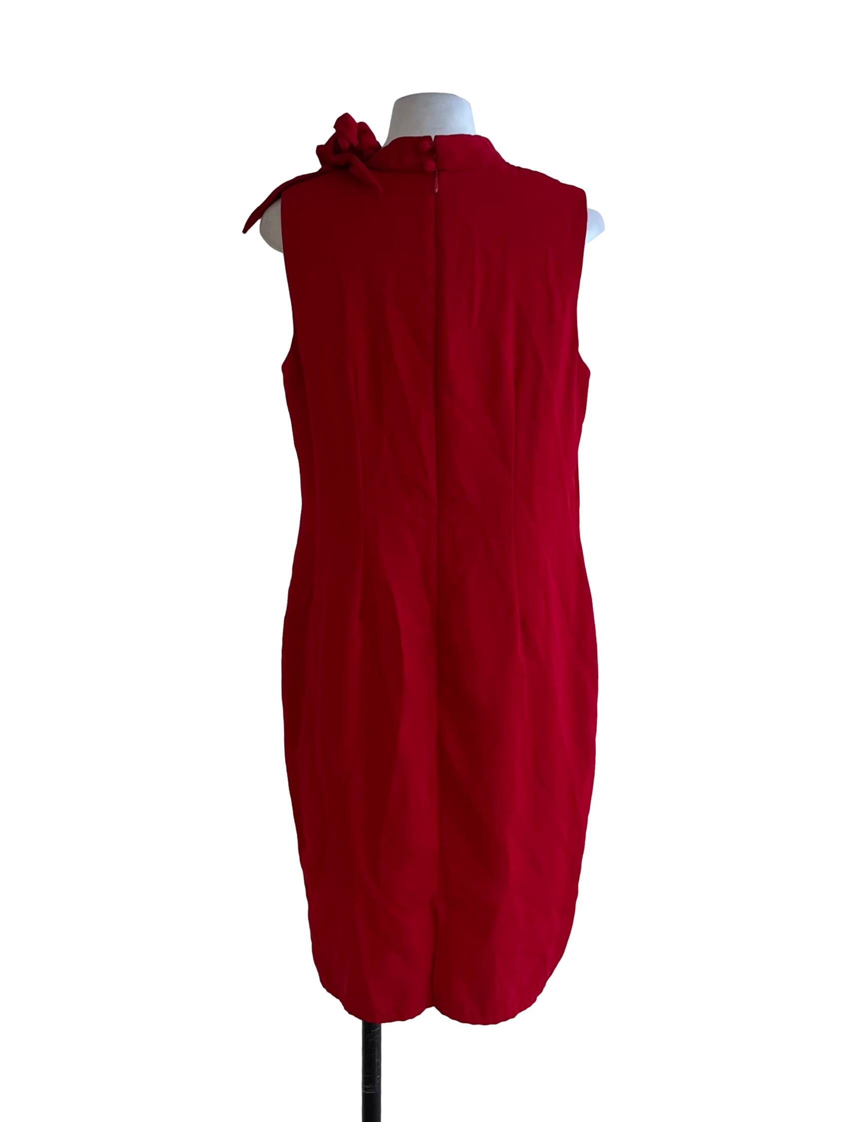 Blood Red Plain Sheath Dress