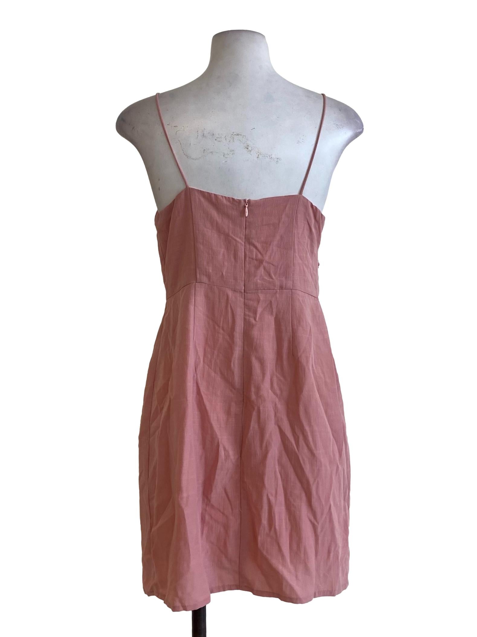 Crepe Pink Spaghetti Strap Sun Dress