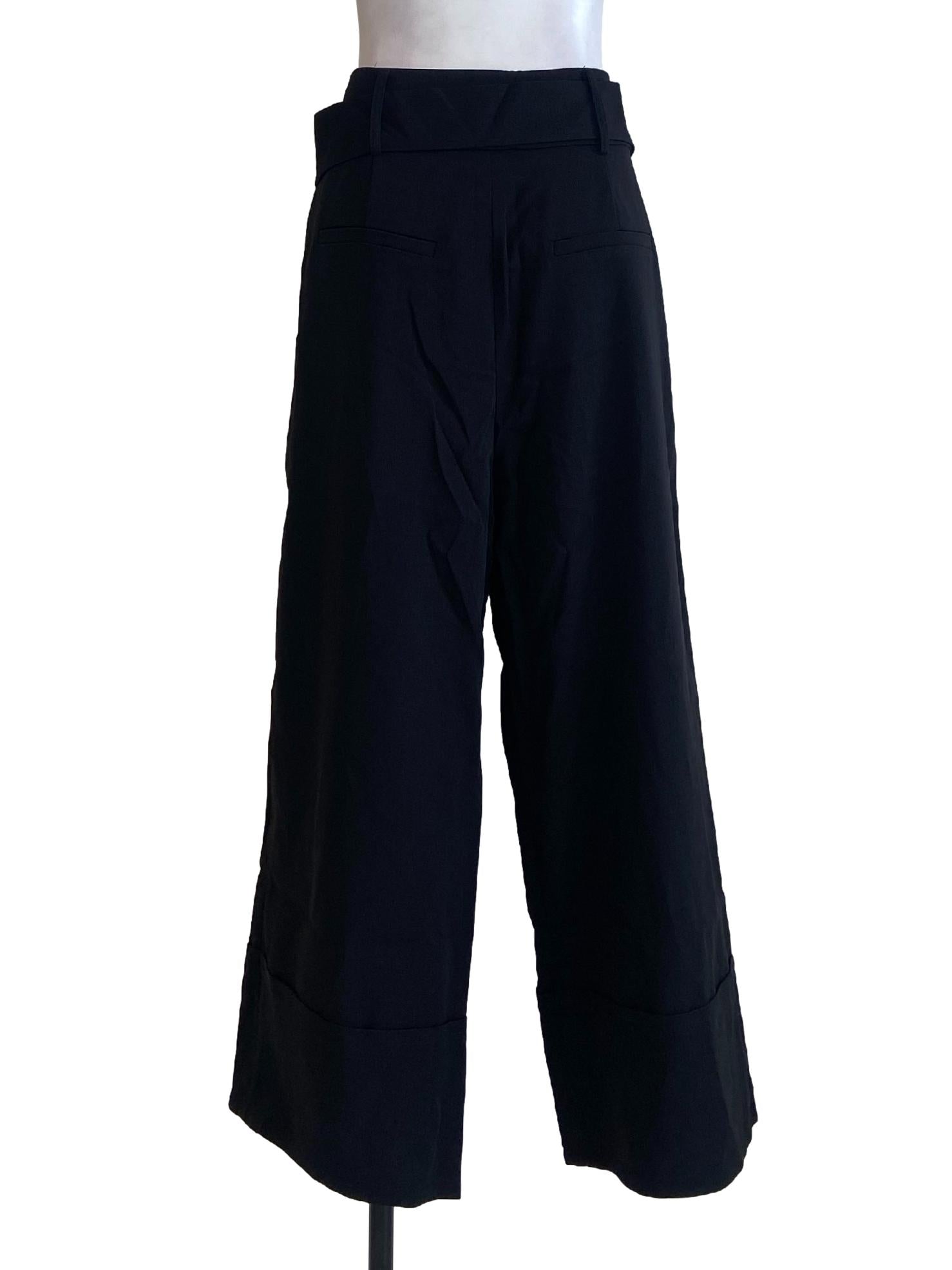 Black Belted Wide Leg Pants