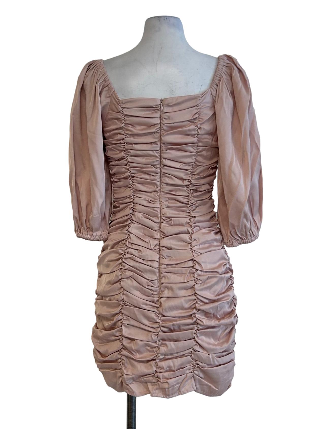 Peach Pink Ruched Mini Dress