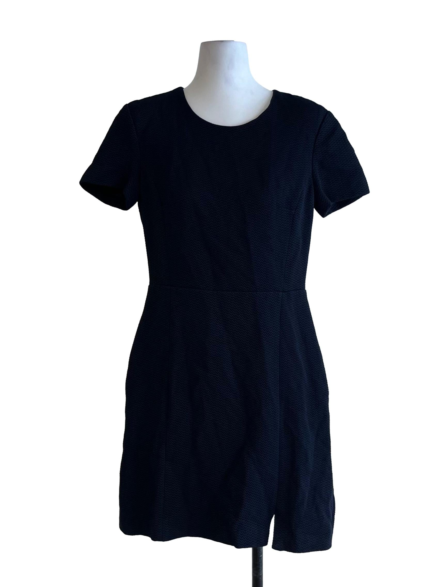 Navy Blue Jewel Neckline Empire Dress
