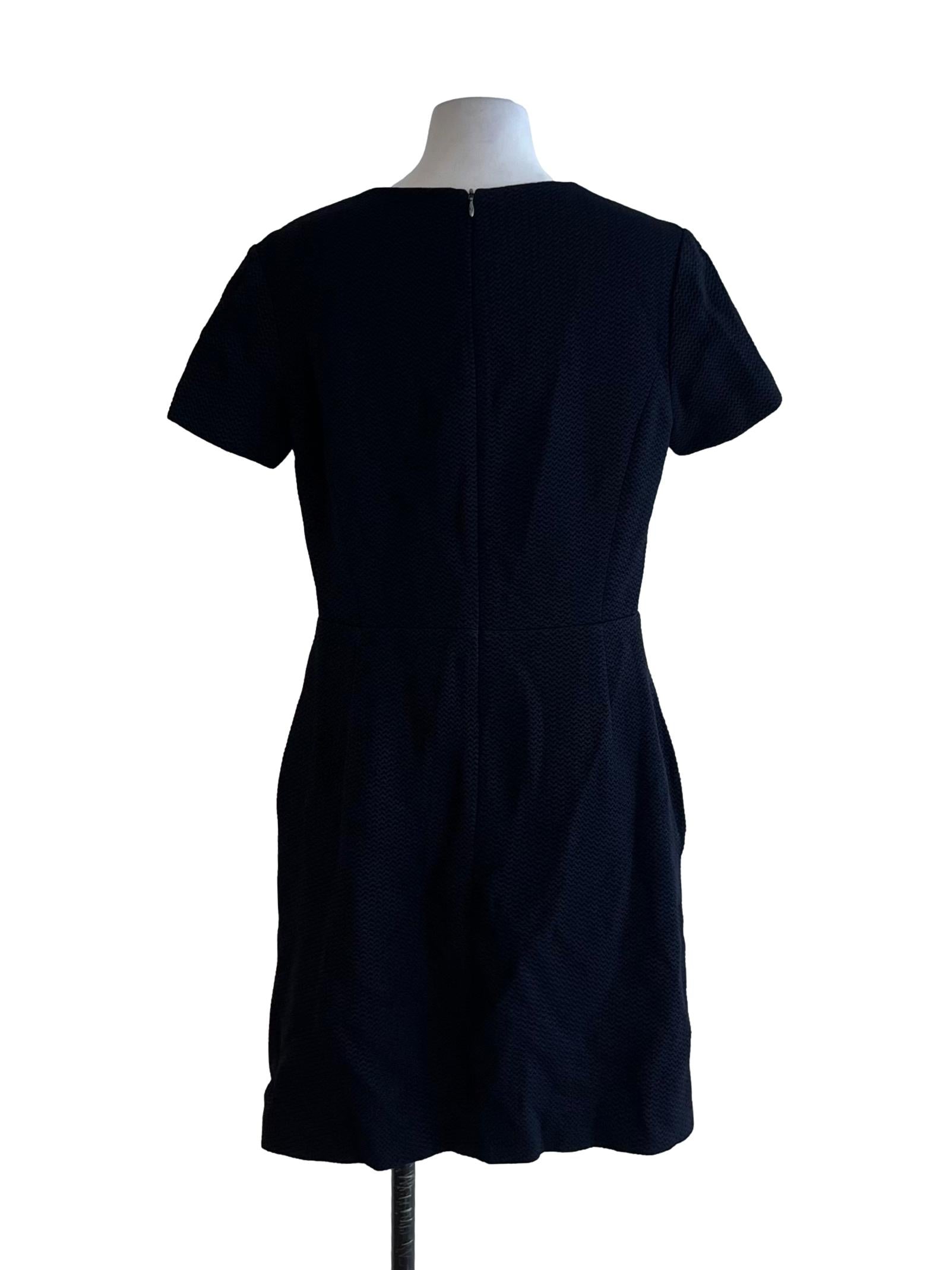 Navy Blue Jewel Neckline Empire Dress